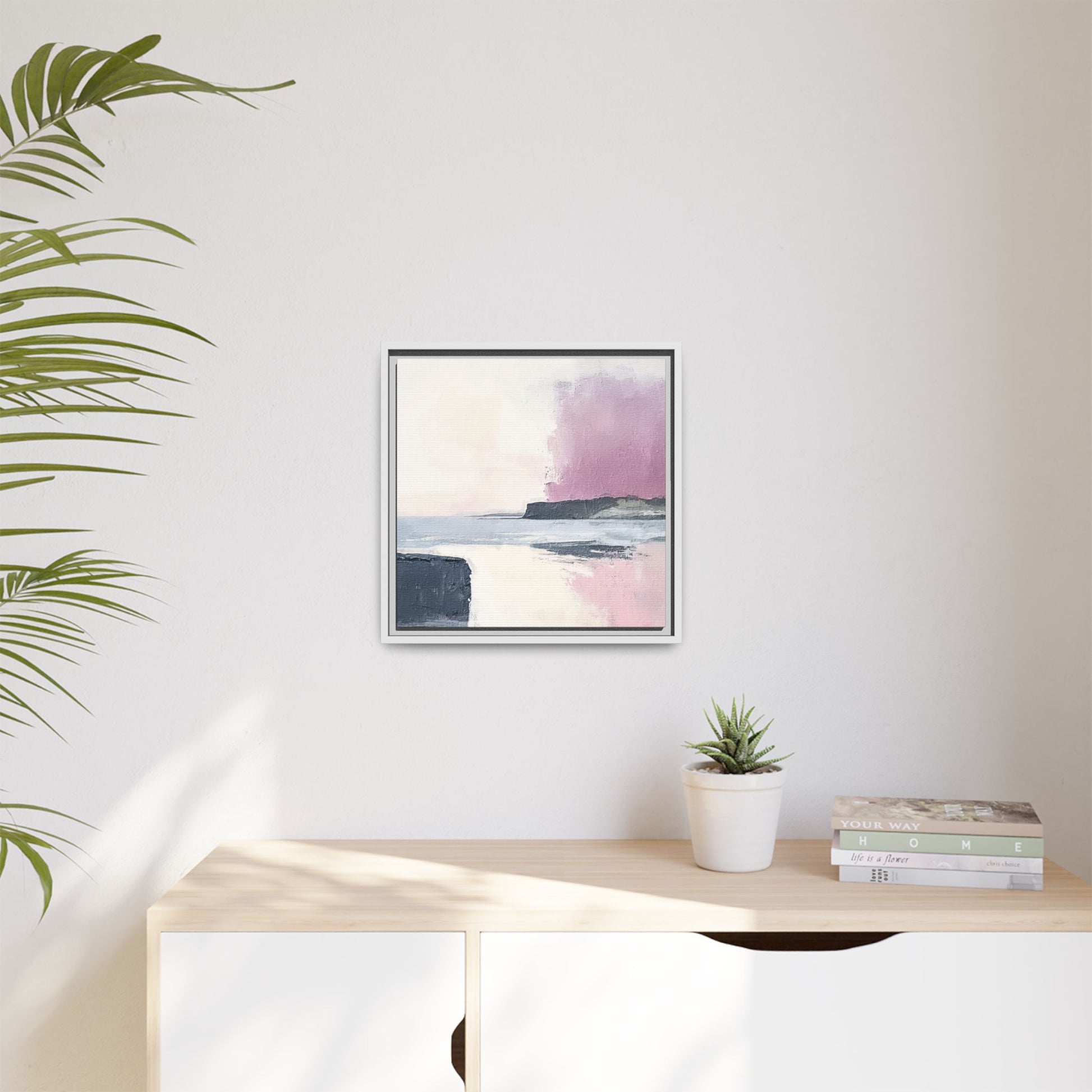 Lavender Ocean Framed Canvas Wall Art Square - Canvasses