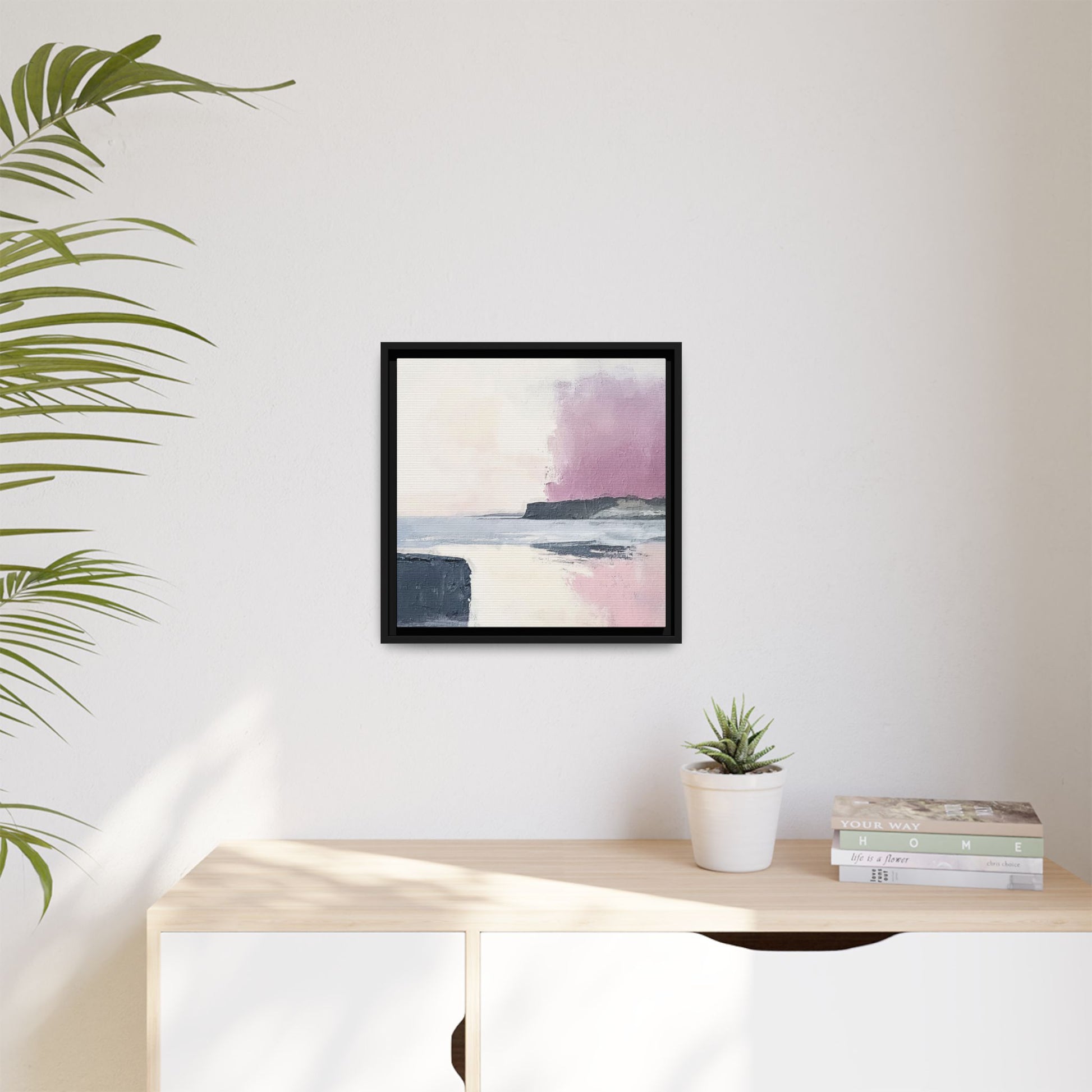 Lavender Ocean Framed Canvas Wall Art Square - Canvasses