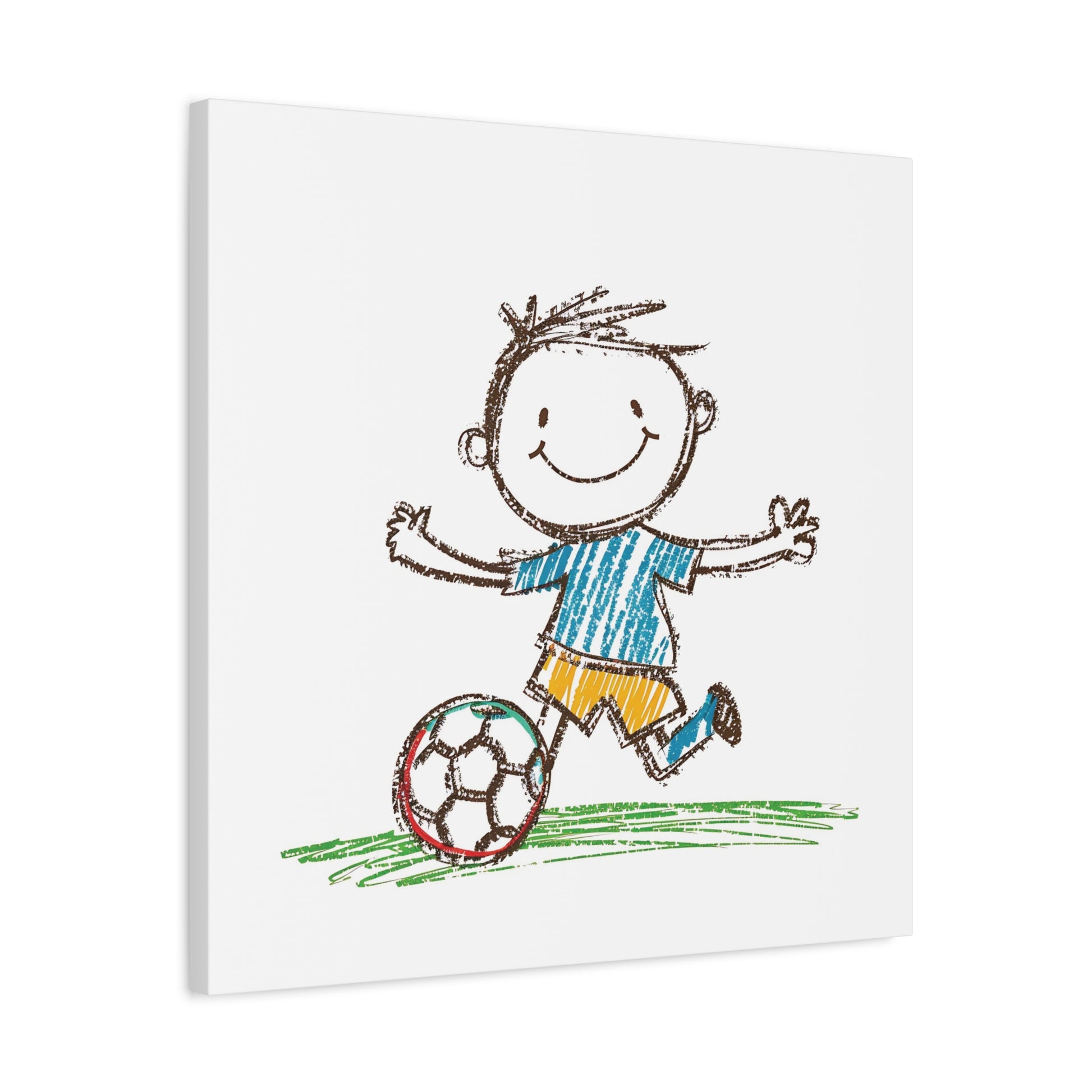 Soccer Kid Canvas Wall Art Square - Canvasses