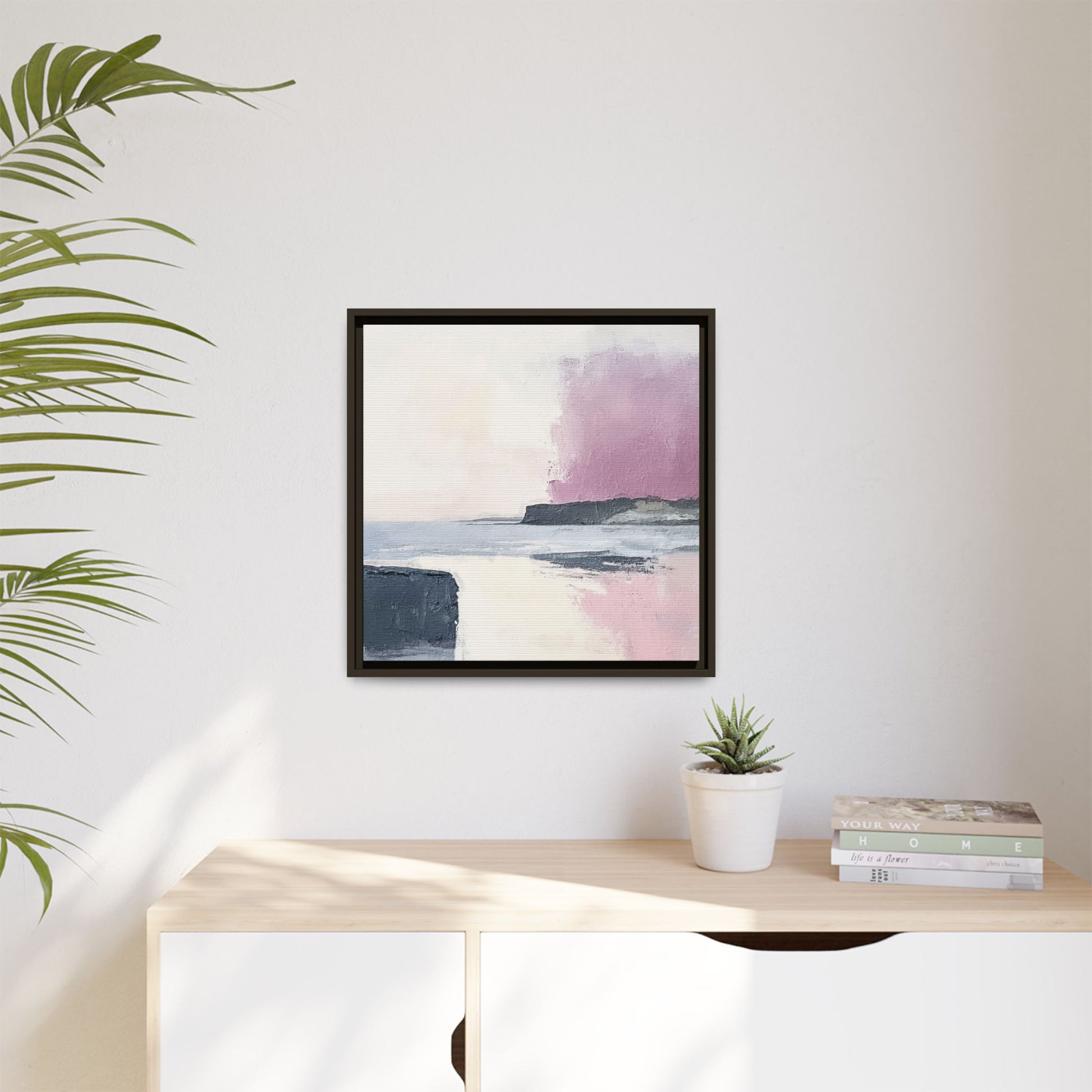 Lavender Ocean Framed Canvas Wall Art Square - Canvasses