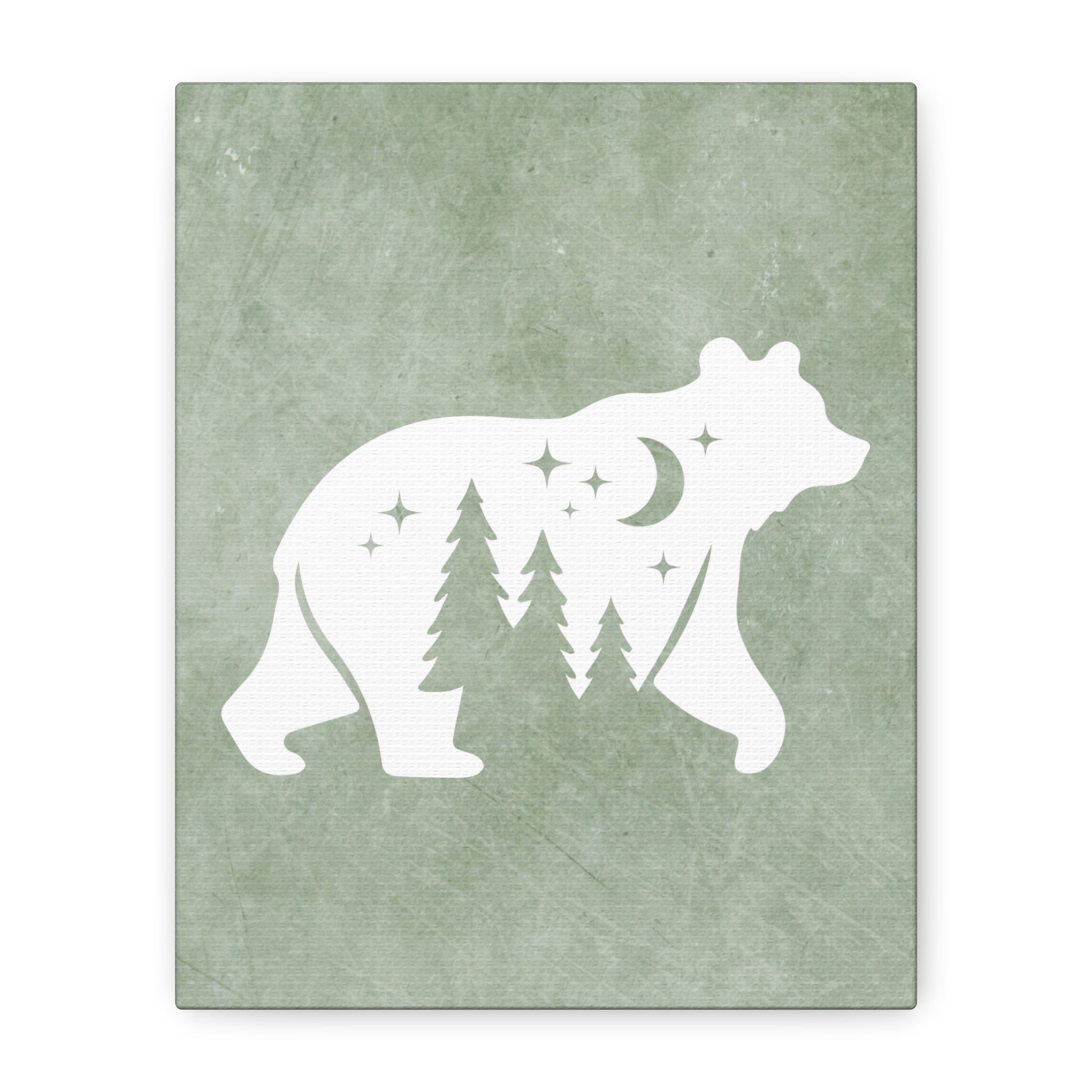 Silhouette Bear Canvas Wall Art Vertical - Canvasses