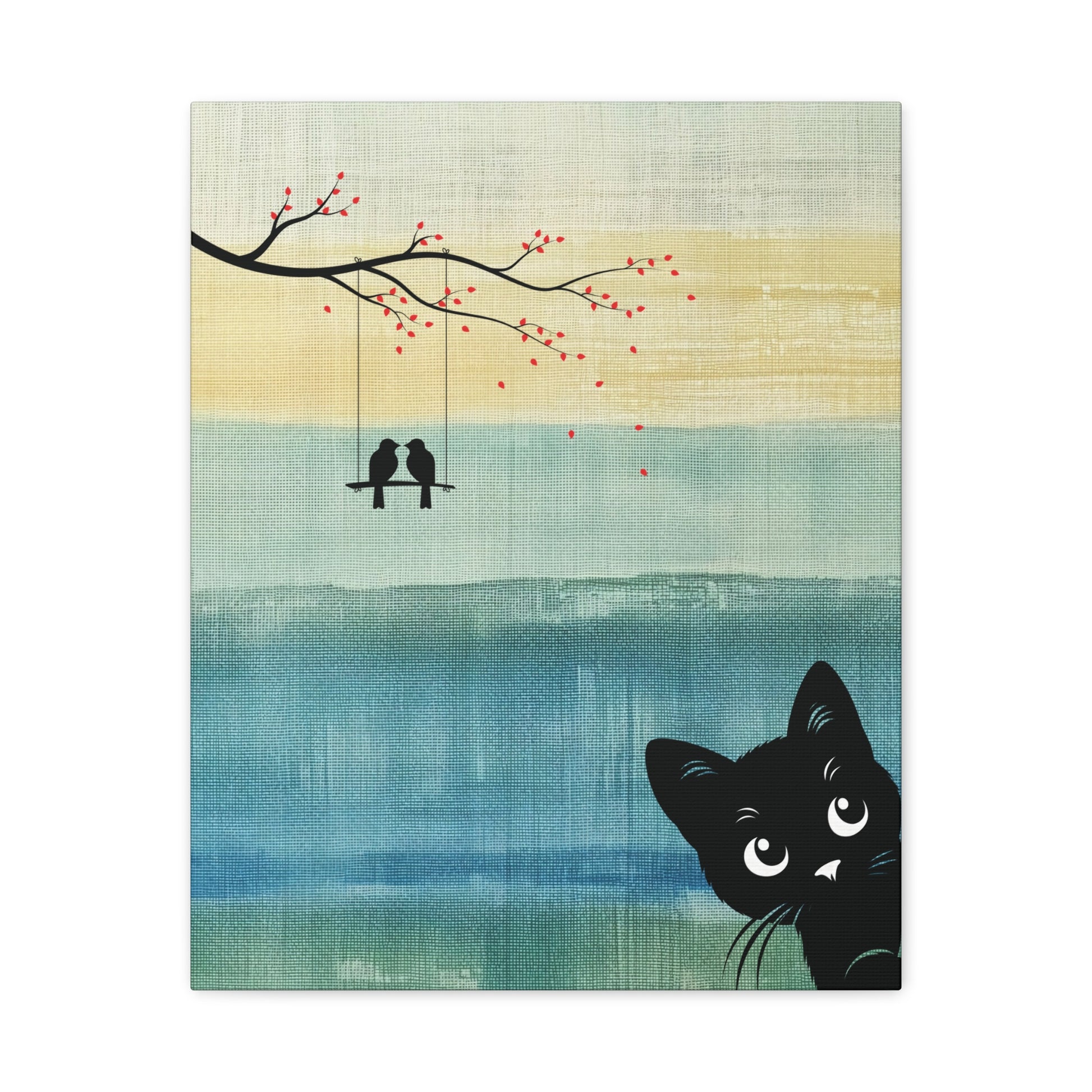 Peekaboo Cat Canvas Wall Art Vertical - Canvasses