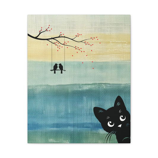 Peekaboo Cat Canvas Wall Art Vertical - Canvasses