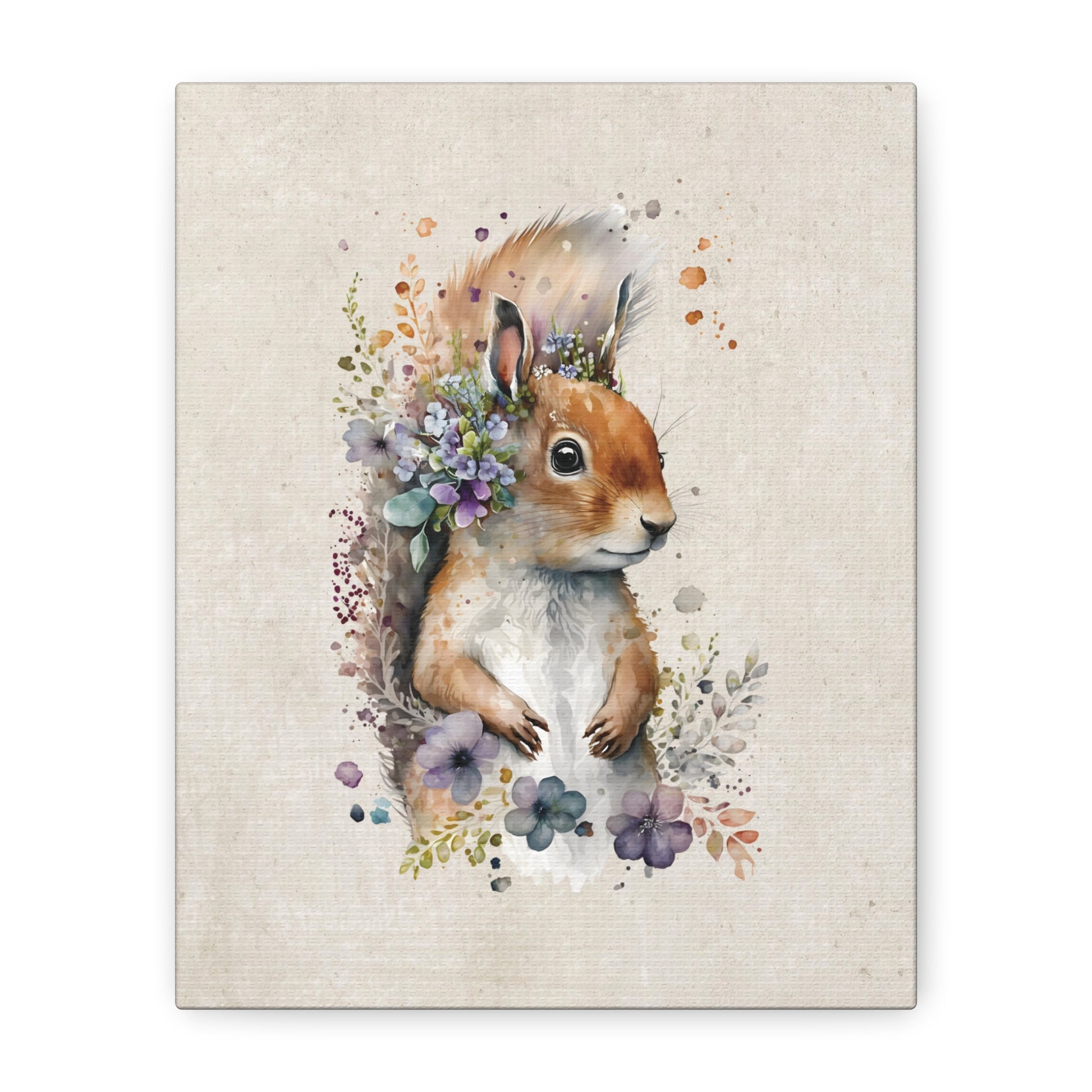 Watercolor Squirrel Canvas Wall Art Vertical - Canvasses
