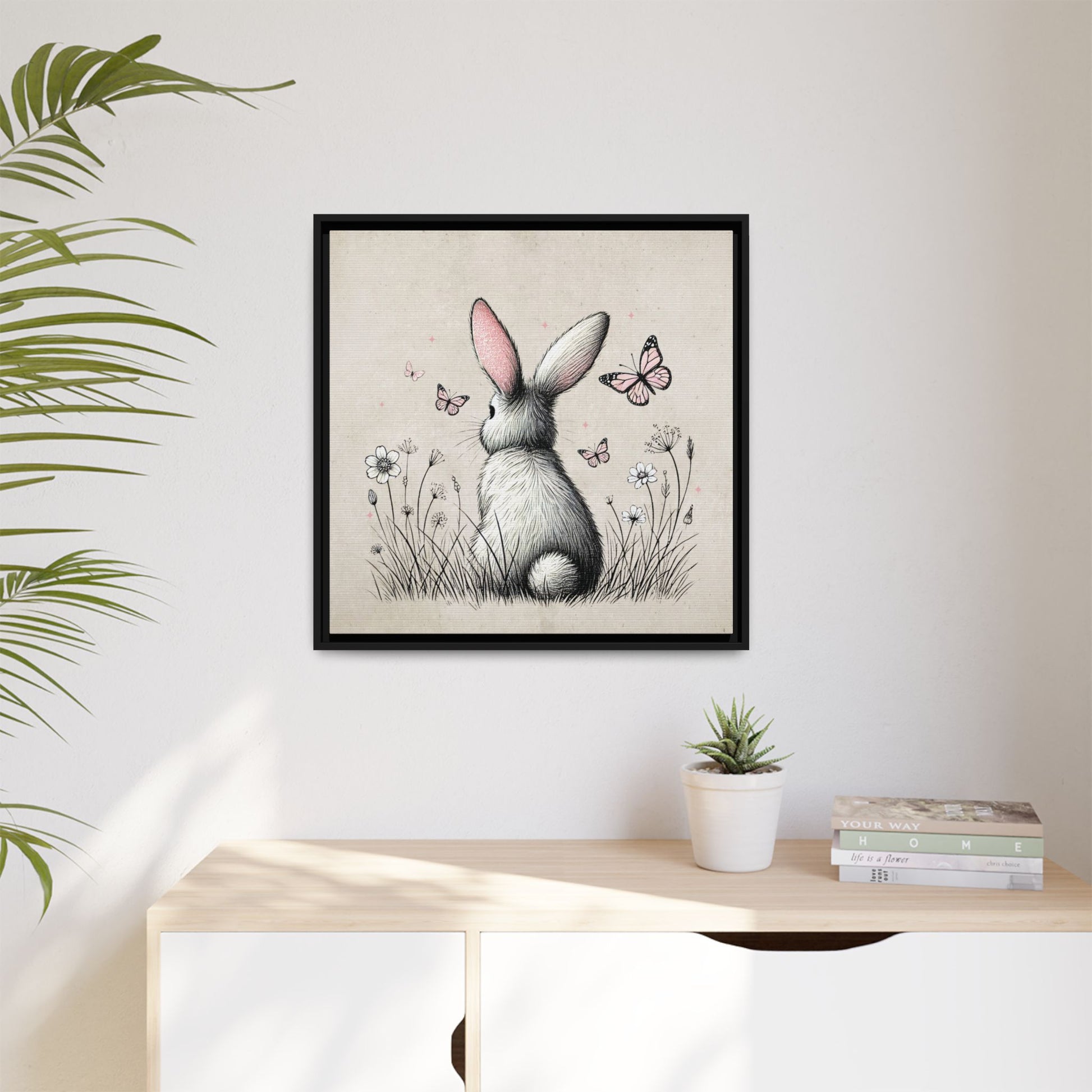 Bunny Playground Framed Canvas Wall Art Square - Canvasses