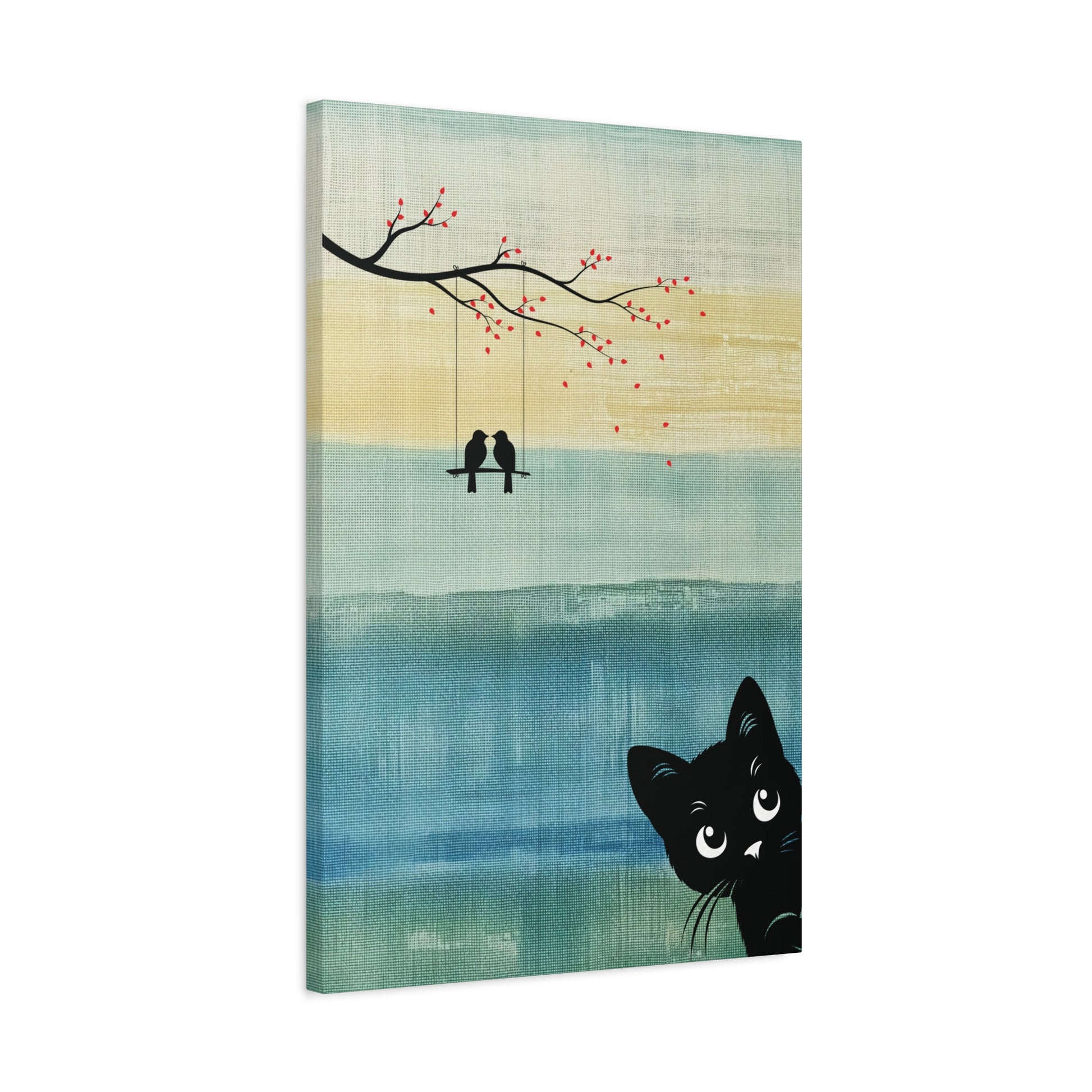 Peekaboo Cat Canvas Wall Art Vertical - Canvasses