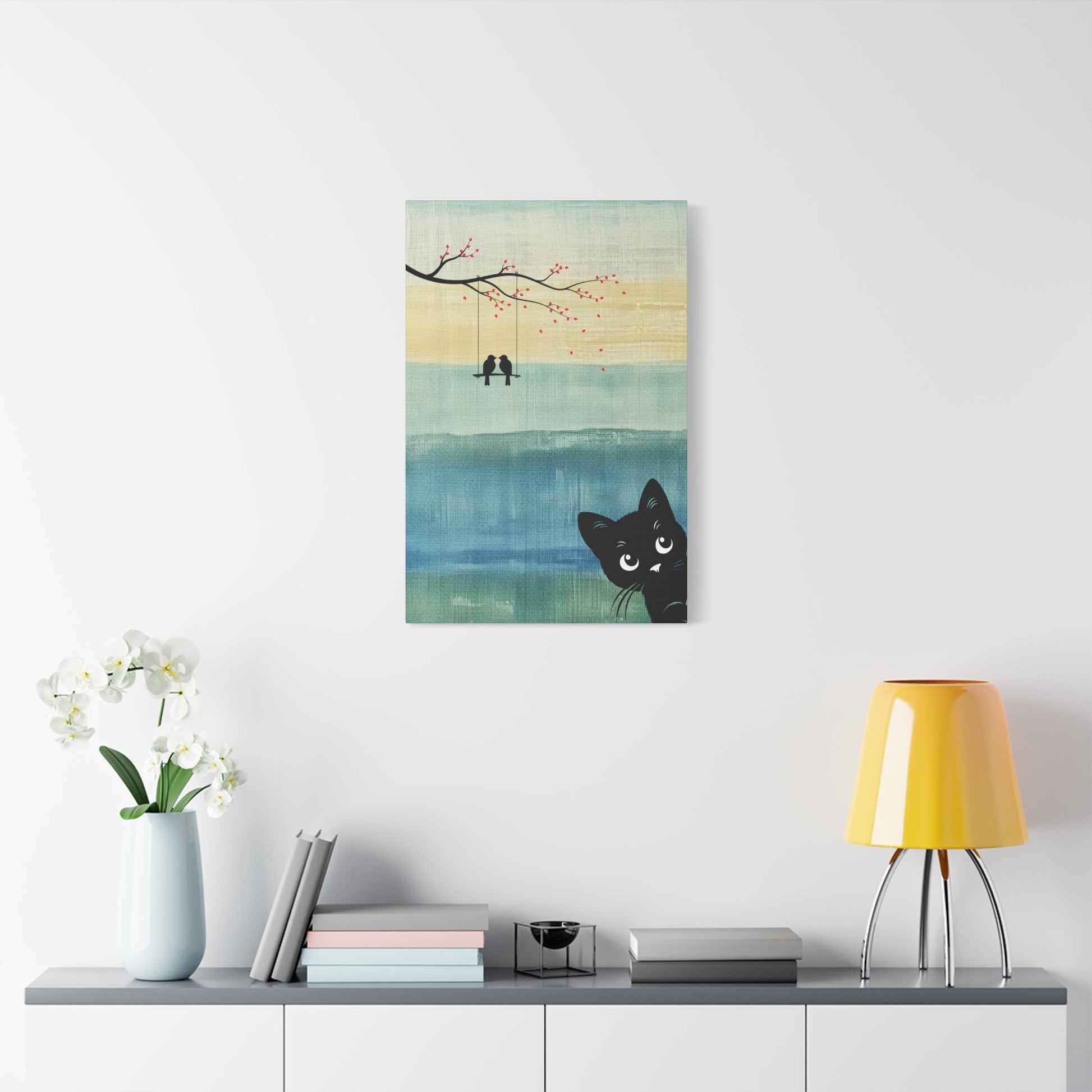 Peekaboo Cat Canvas Wall Art Vertical - Canvasses