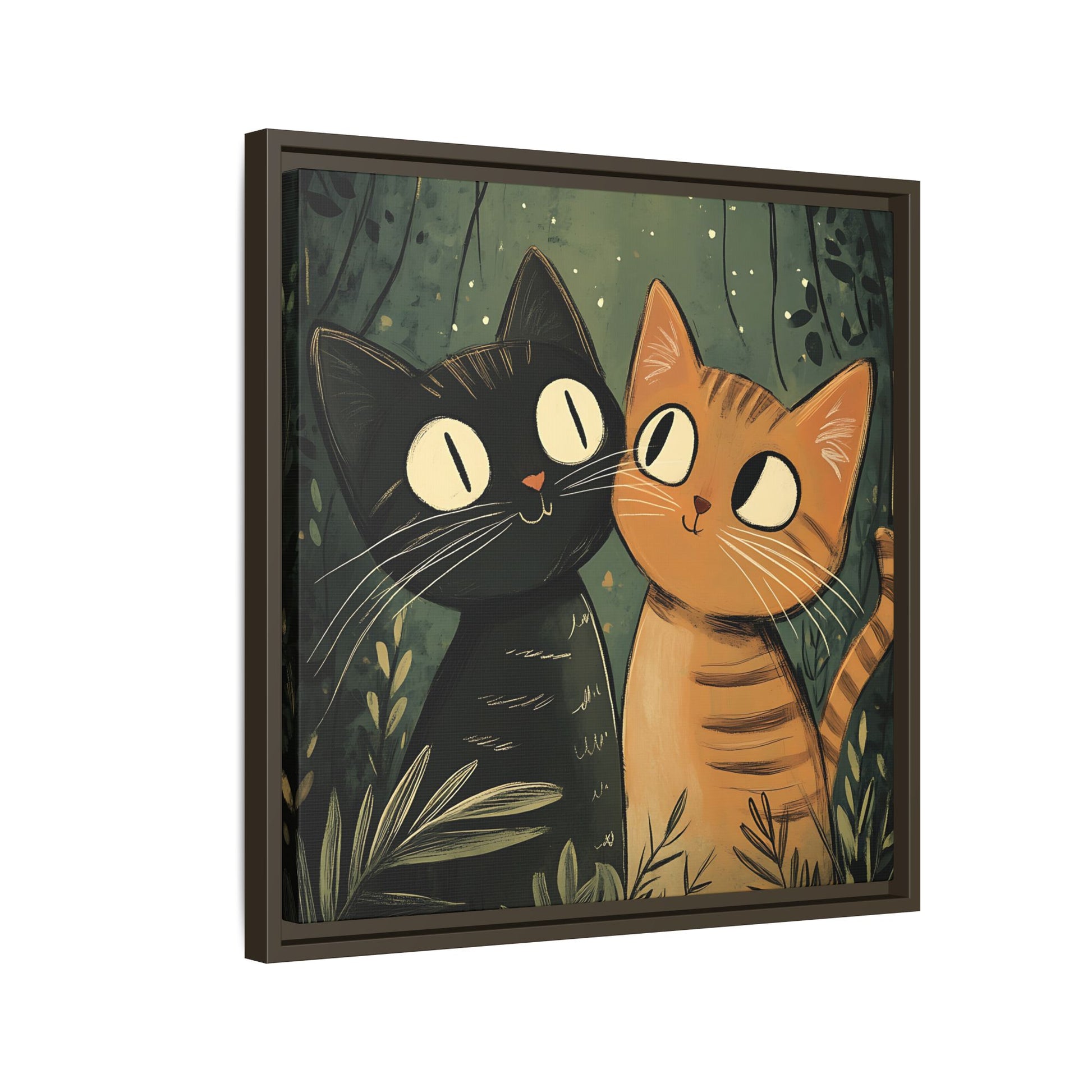 Cats in Love Framed Canvas Wall Art Square - Canvasses