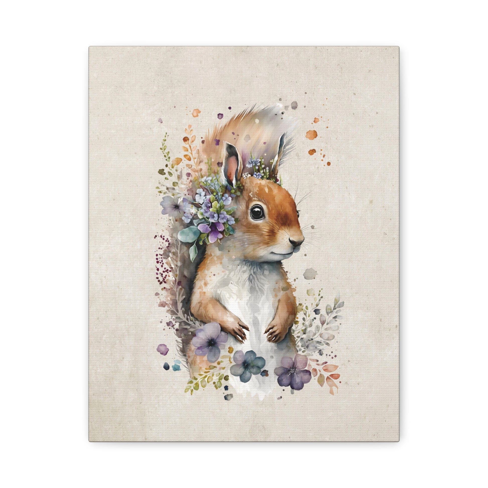 Watercolor Squirrel Canvas Wall Art Vertical - Canvasses
