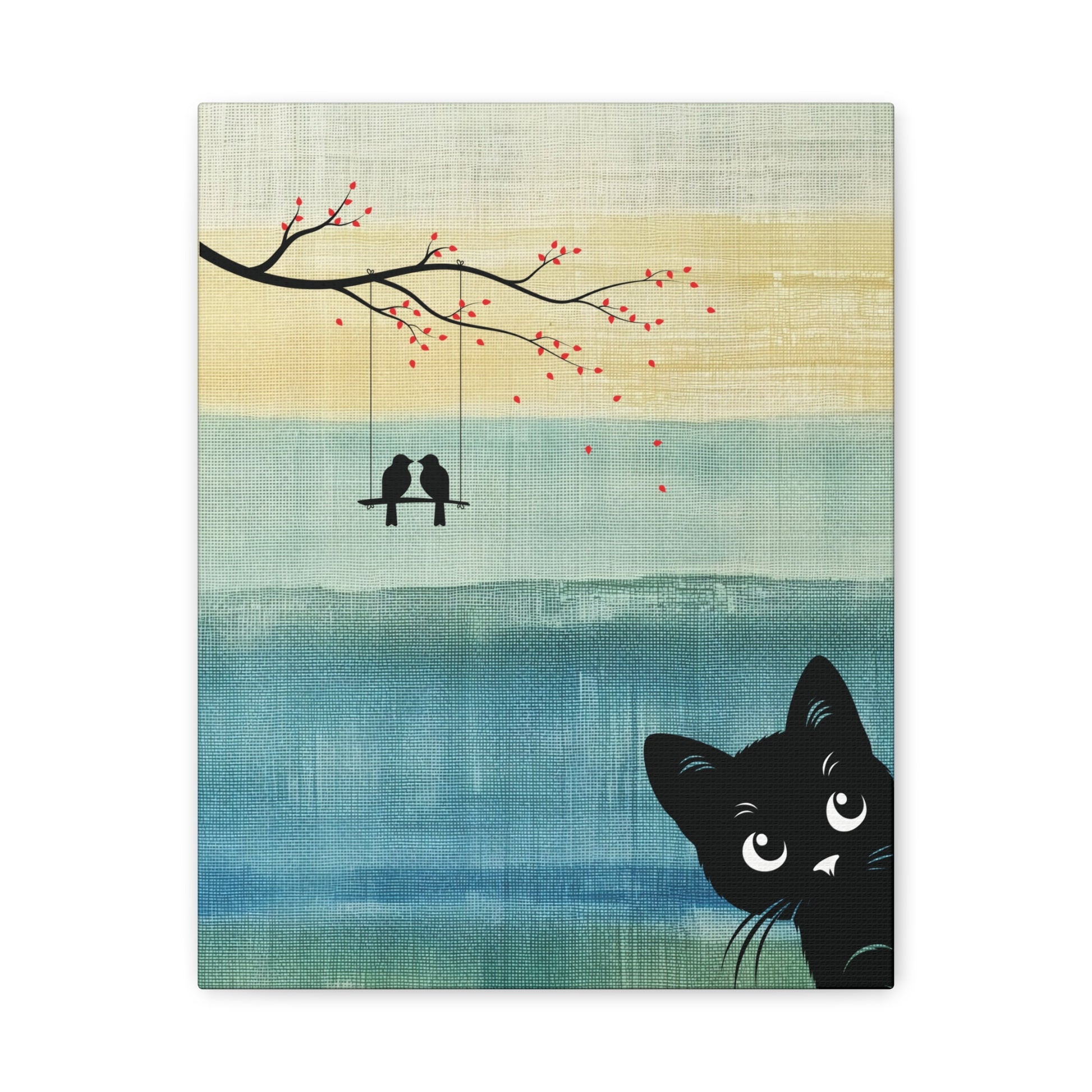 Peekaboo Cat Canvas Wall Art Vertical - Canvasses