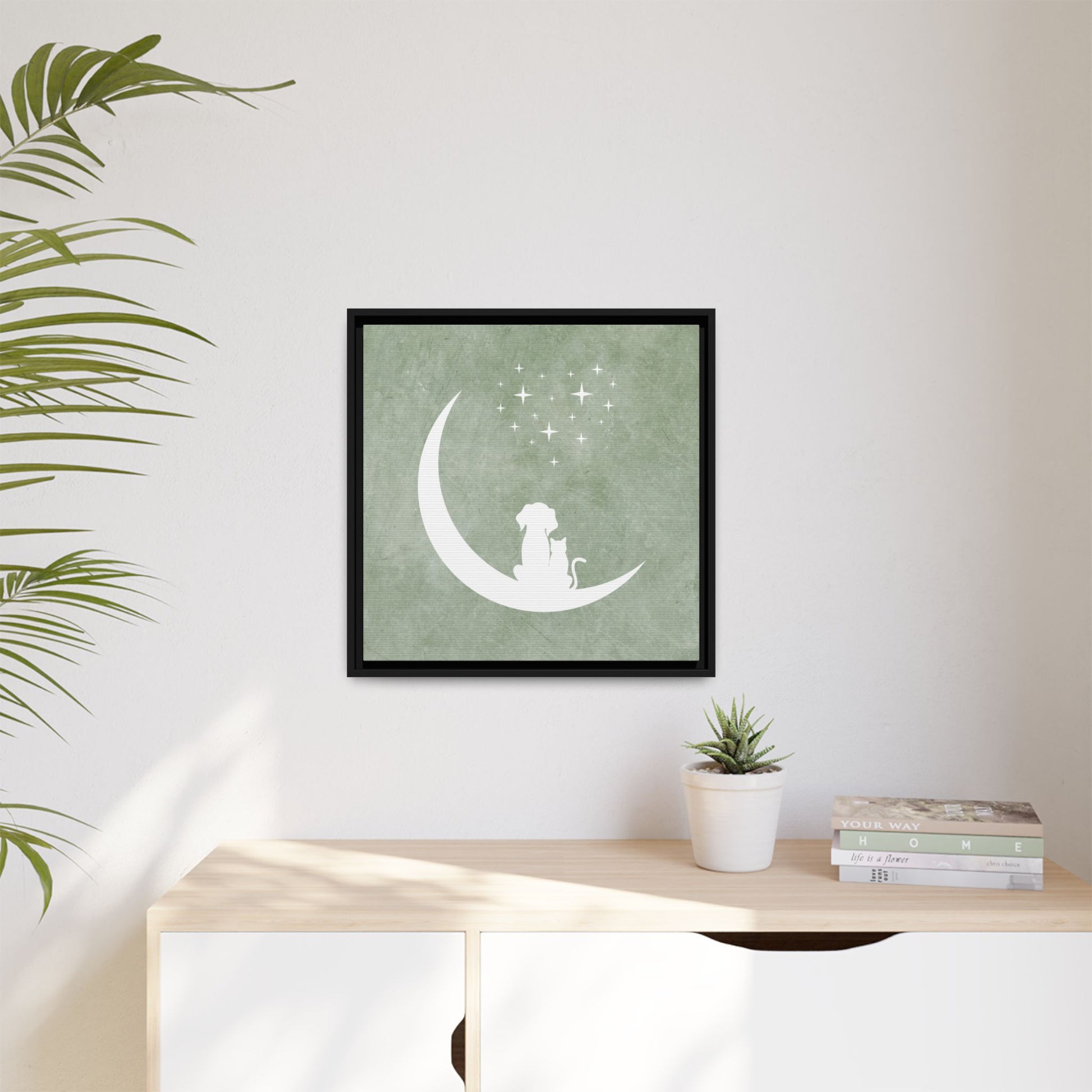 Moonlit Friends Framed Canvas Wall Art Square - Canvasses