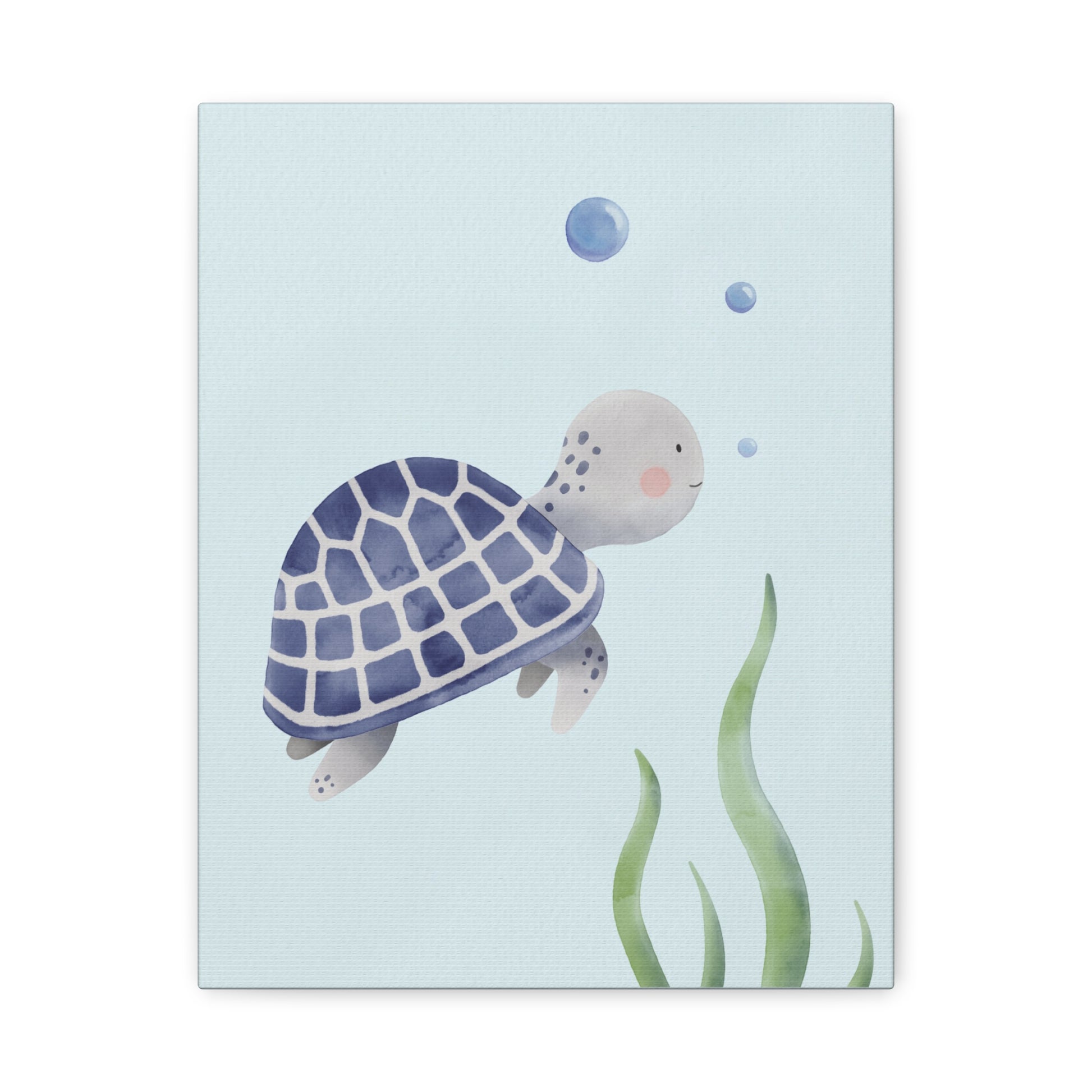 Watercolor Turtle Blue Canvas Wall Art Vertical - Canvasses