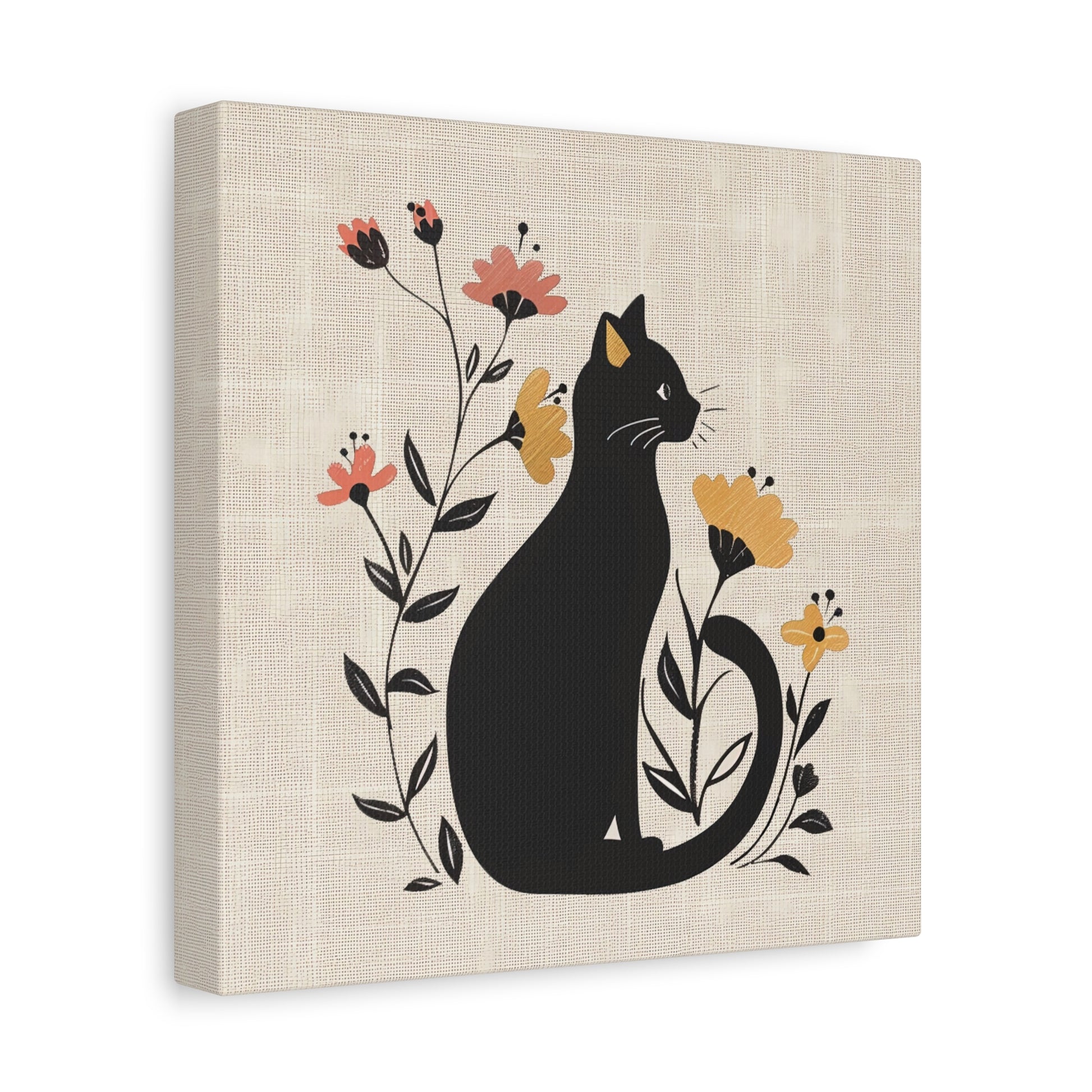 Cat in Bloom Canvas Wall Art Square - Canvasses