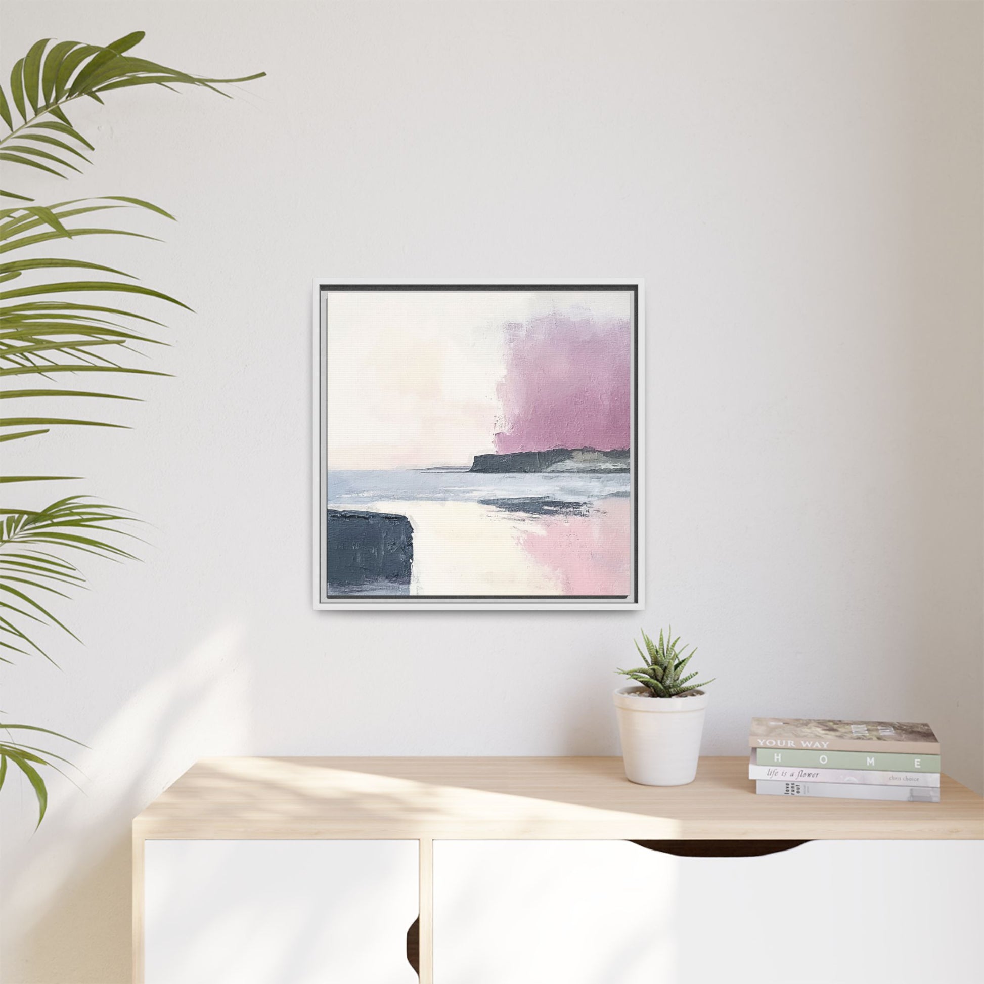 Lavender Ocean Framed Canvas Wall Art Square - Canvasses