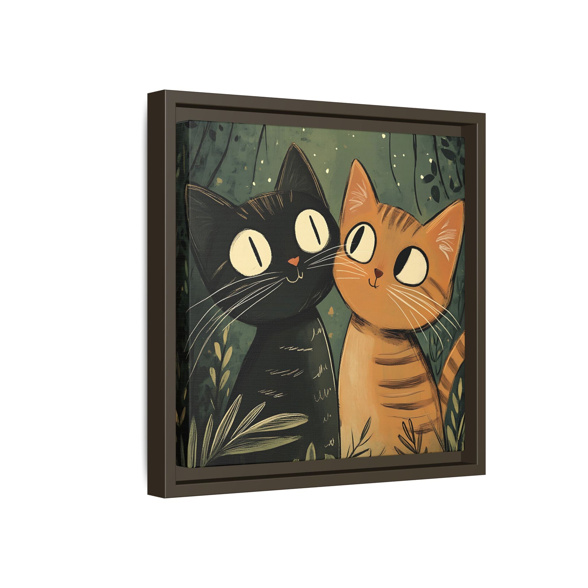 Cats in Love Framed Canvas Wall Art Square - Canvasses