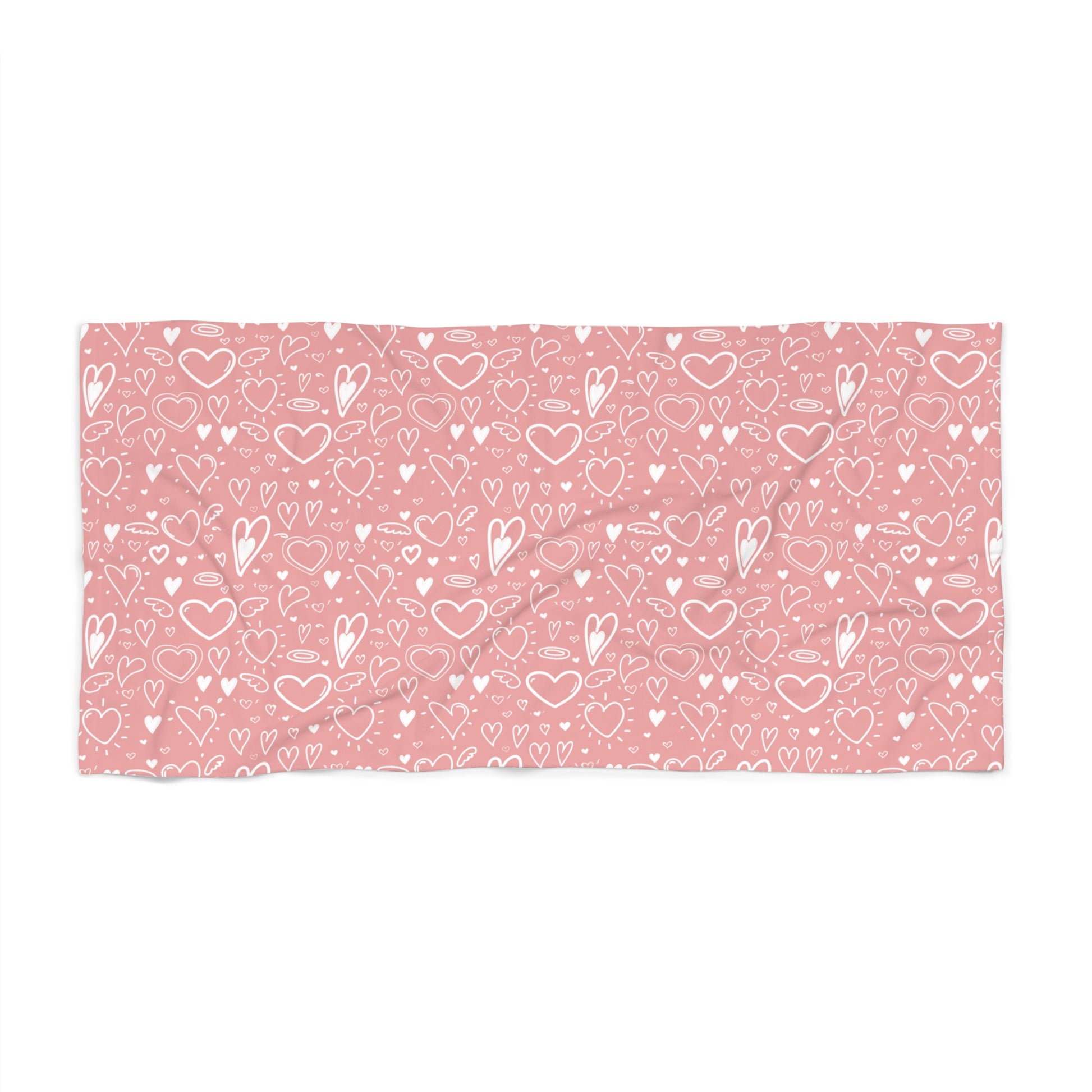 Pink Hearts Oversized Beach Towel - Canvasses