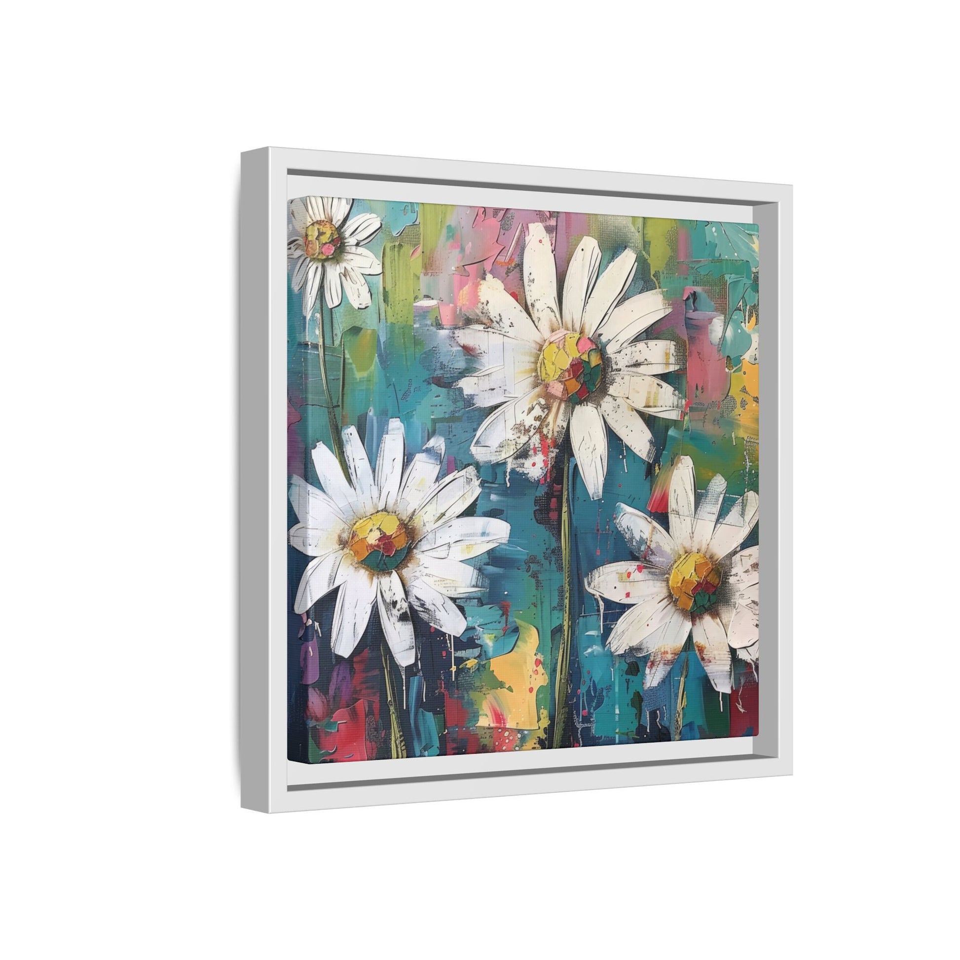 Daisy Daydreams Framed Canvas Wall Art Square - Canvasses