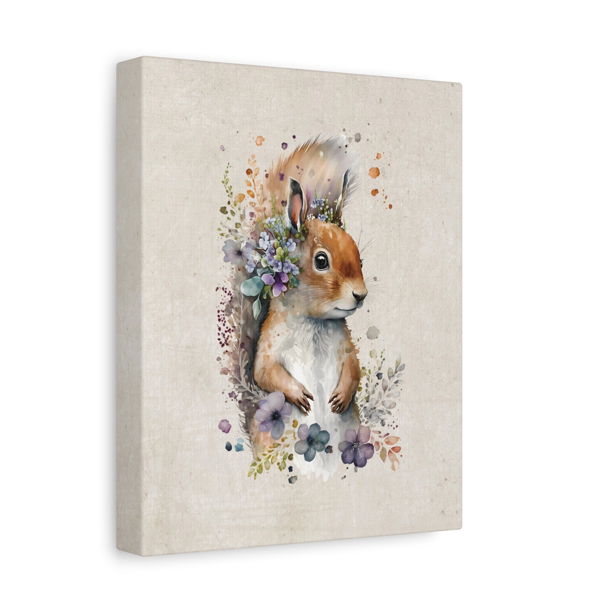 Watercolor Squirrel Canvas Wall Art Vertical - Canvasses
