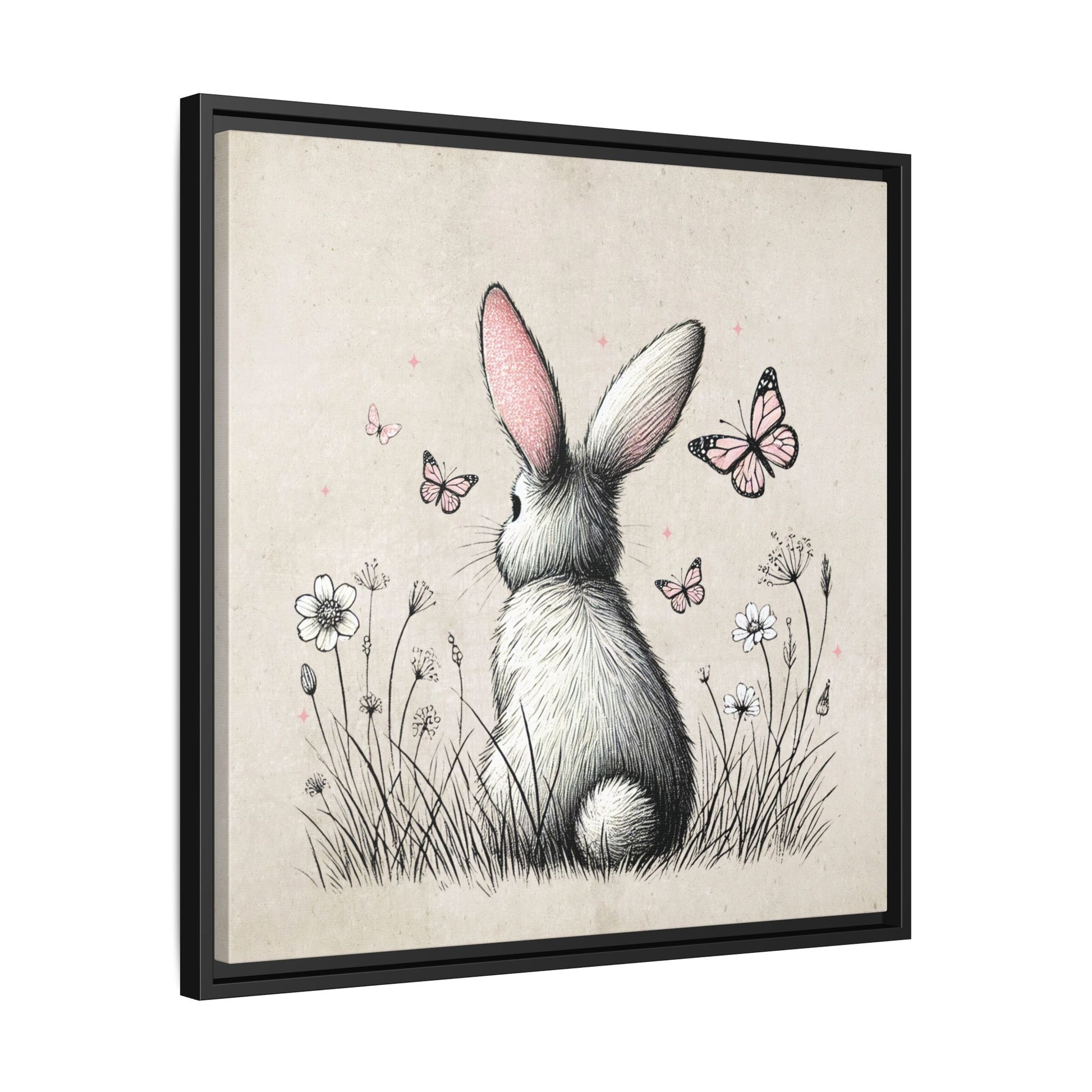 Bunny Playground Framed Canvas Wall Art Square - Canvasses