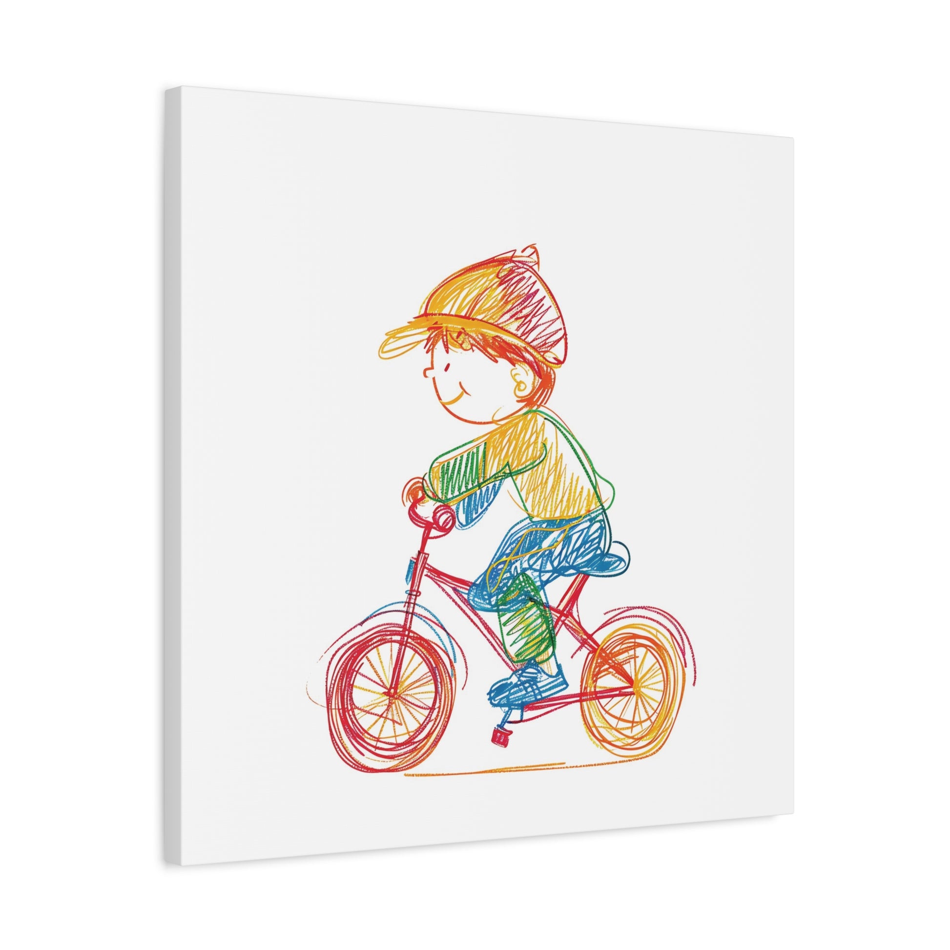 Bicycle Kid Canvas Wall Art Square - Canvasses