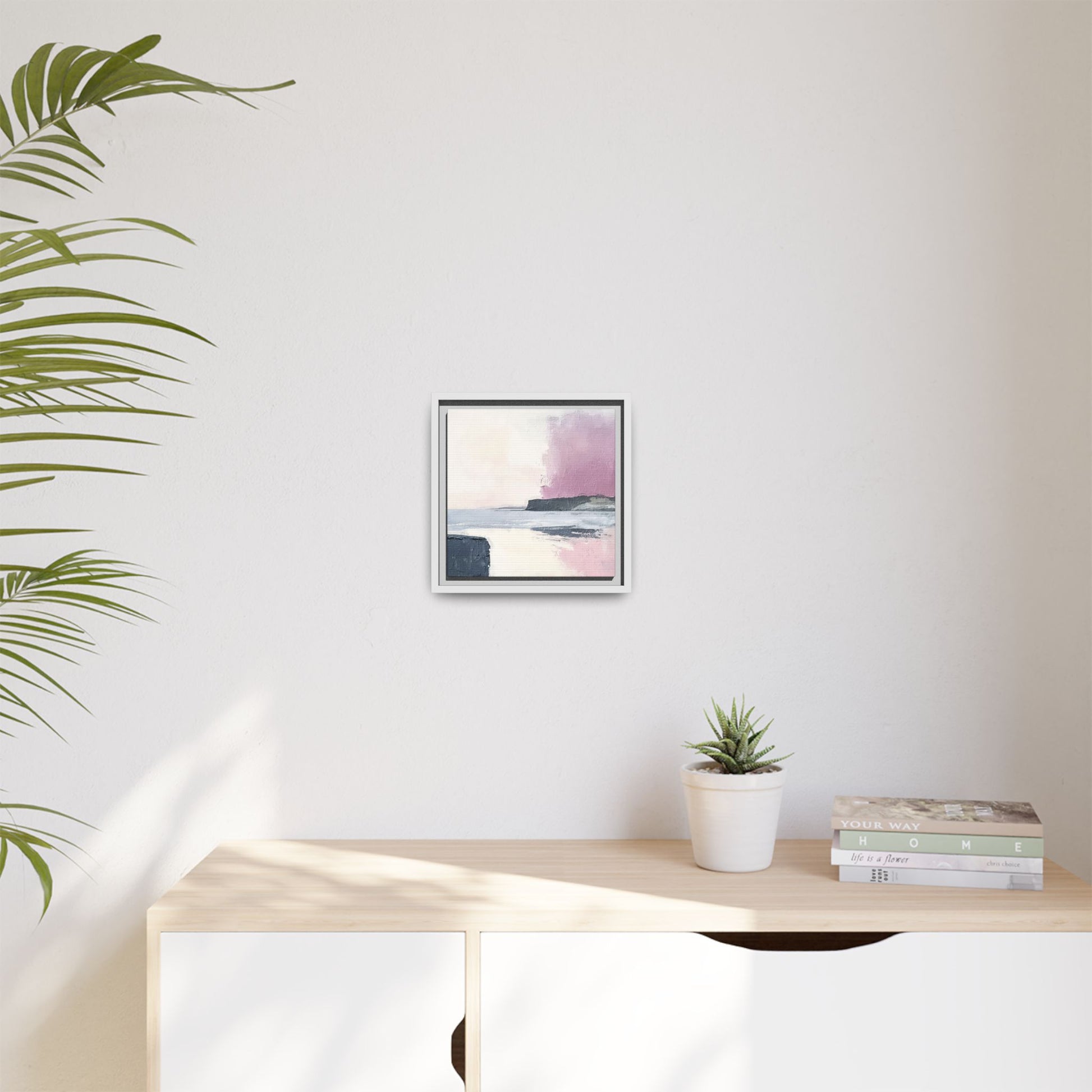 Lavender Ocean Framed Canvas Wall Art Square - Canvasses