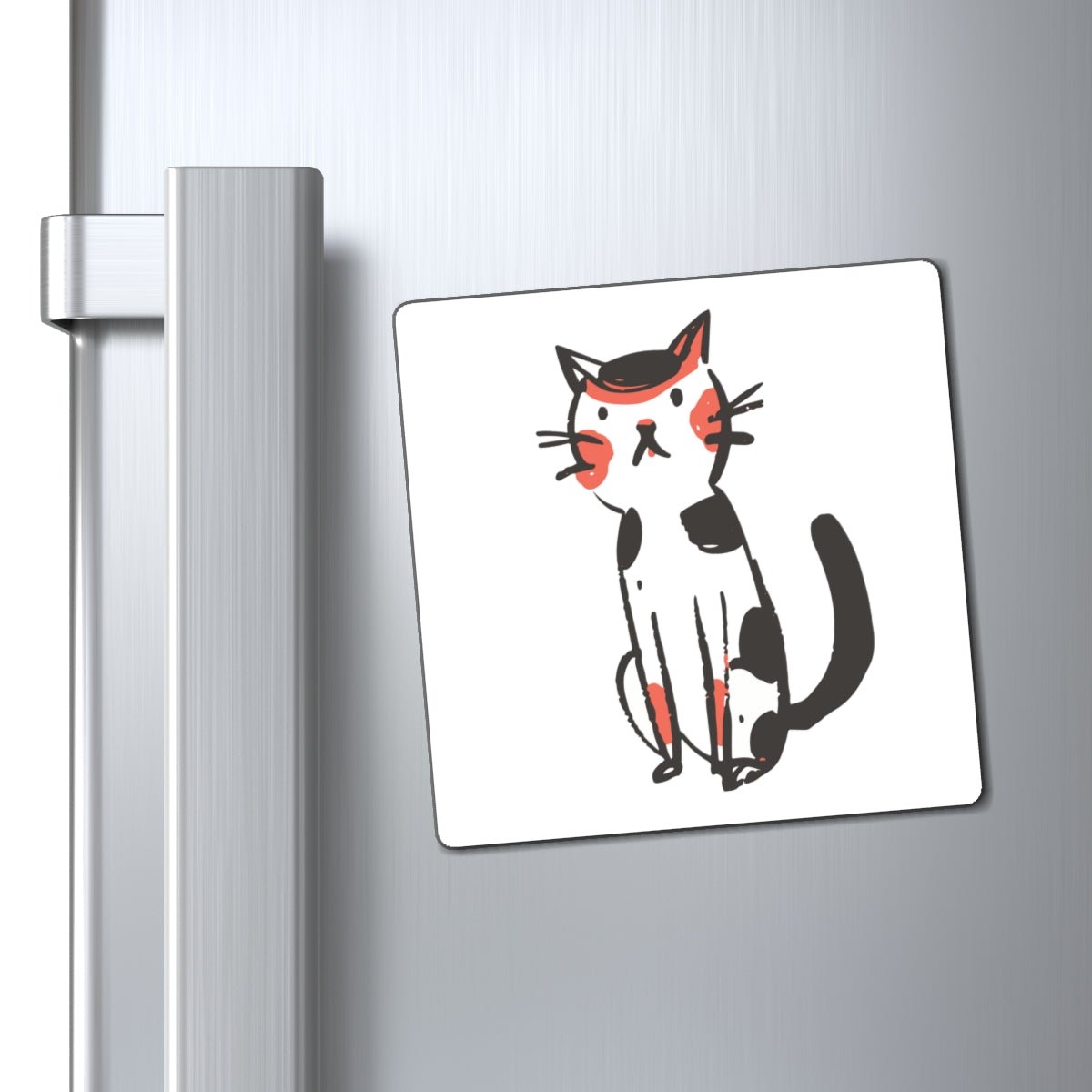 Sketchy Calico Cat Square Magnet - Canvasses