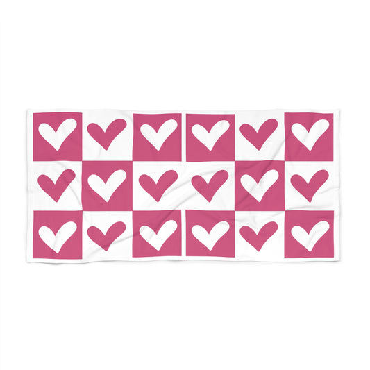 Tic Tac Toe Hearts Oversized Beach Towel - Canvasses