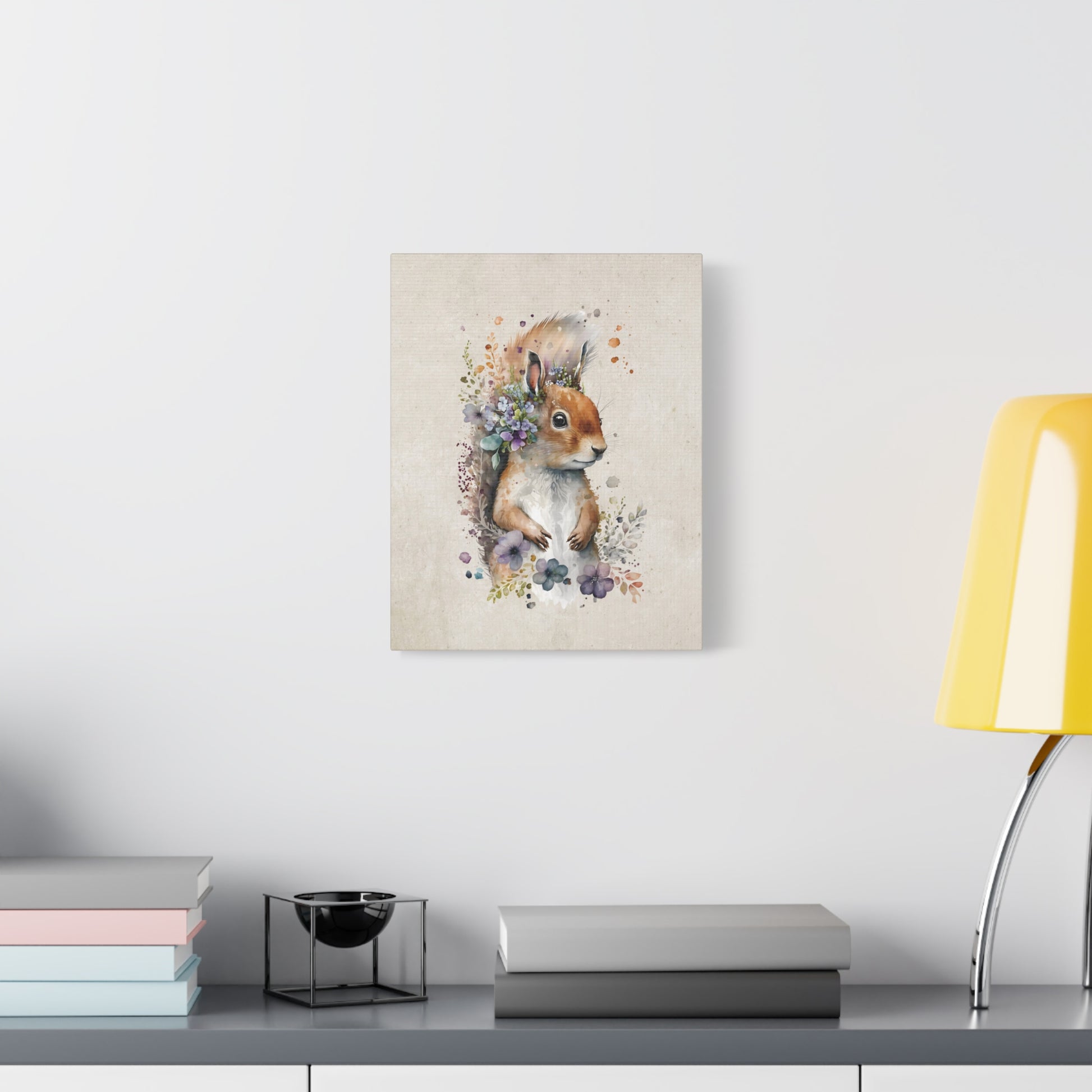 Watercolor Squirrel Canvas Wall Art Vertical - Canvasses
