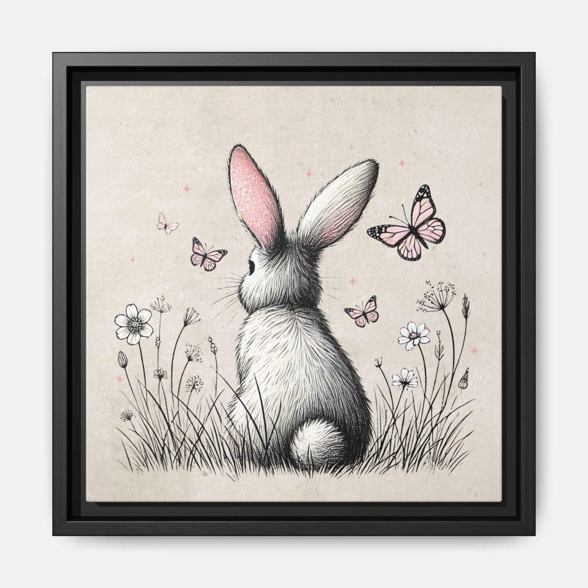Bunny Playground Framed Canvas Wall Art Square - Canvasses