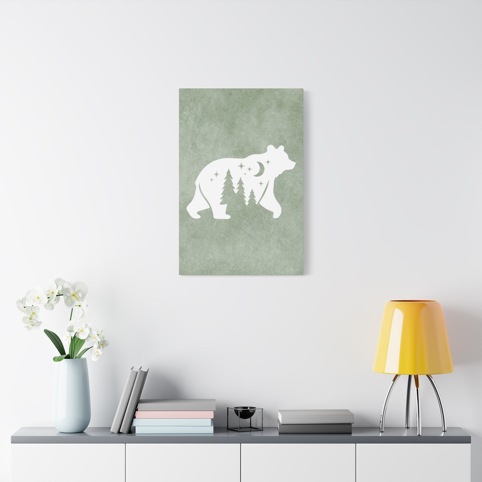Silhouette Bear Canvas Wall Art Vertical - Canvasses
