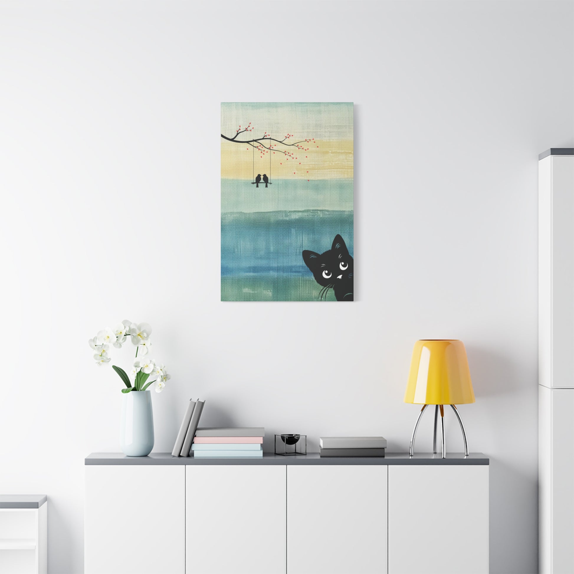 Peekaboo Cat Canvas Wall Art Vertical - Canvasses