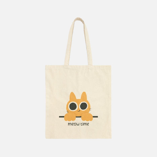 Cat Meow Time Canvas Tote Bag - Canvasses