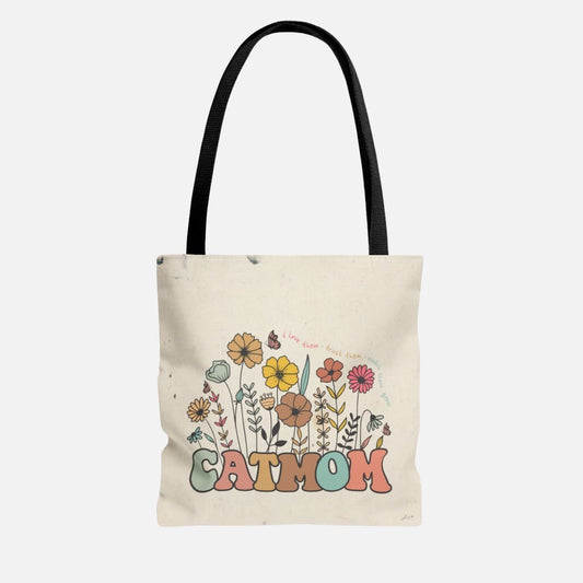 Cat Mom Wildflower Tote Bag - Canvasses