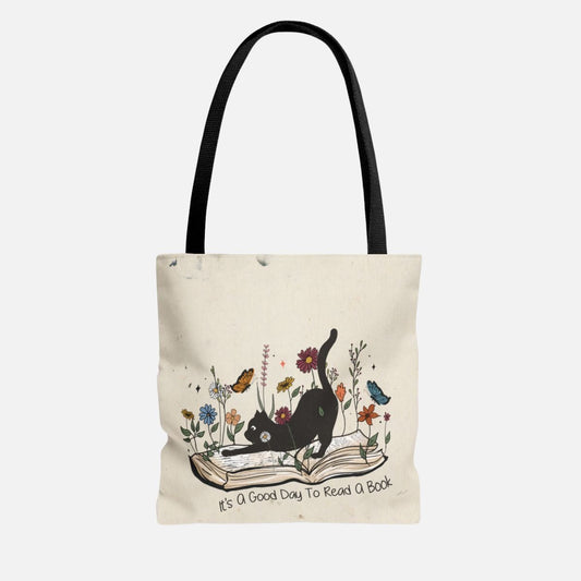 Cat Reads Book Tote Bag - Canvasses