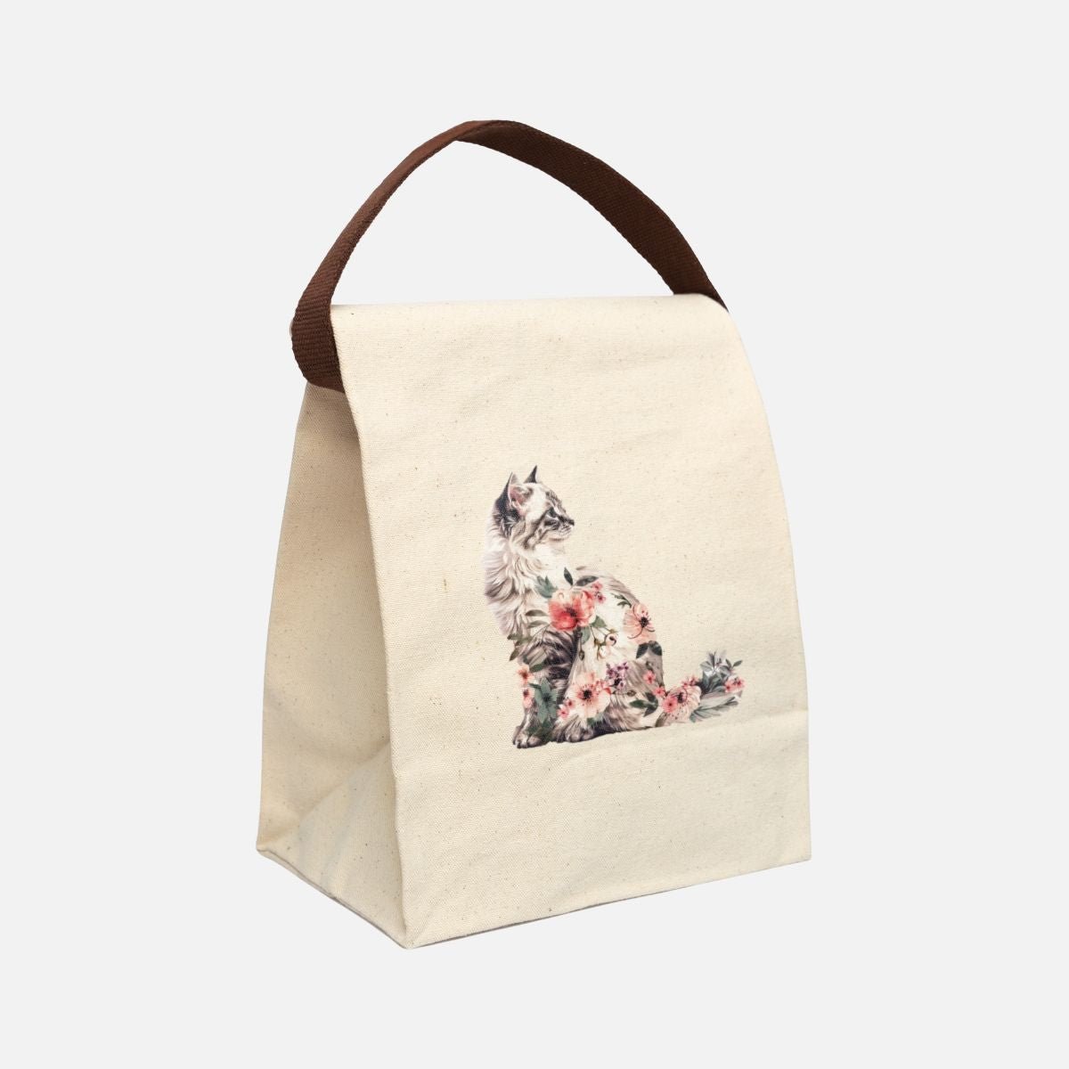 Floral Cat Canvas Lunch Bag - Canvasses