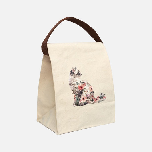 Floral Cat Canvas Lunch Bag - Canvasses