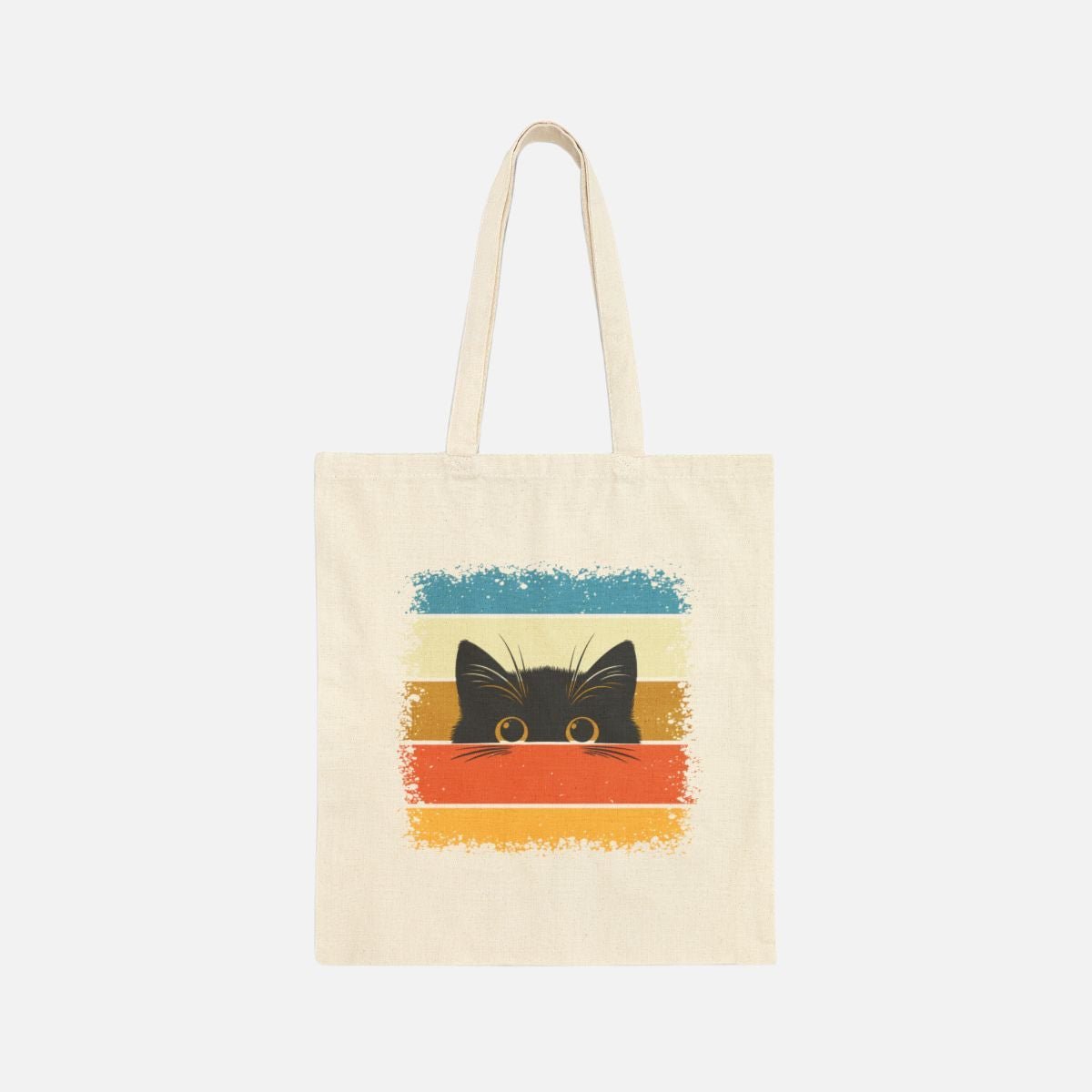 Retro Peekaboo Cat Canvas Tote Bag - Canvasses