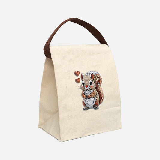 Embroidery - Inspired Squirrel Love Canvas Lunch Bag - Canvasses