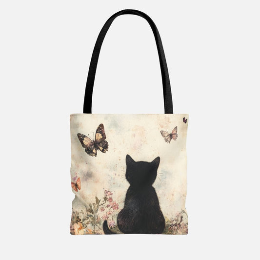 Vintage Cat Butterflies Tote Bag - Canvasses