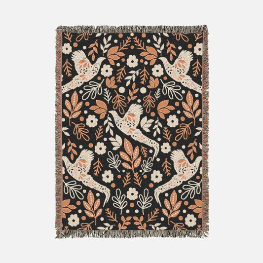 Enchanted Bird Garden 100% Cotton Woven Blanket - Canvasses