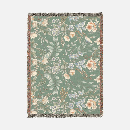 Folklore Floral 100% Cotton Woven Blanket - Canvasses