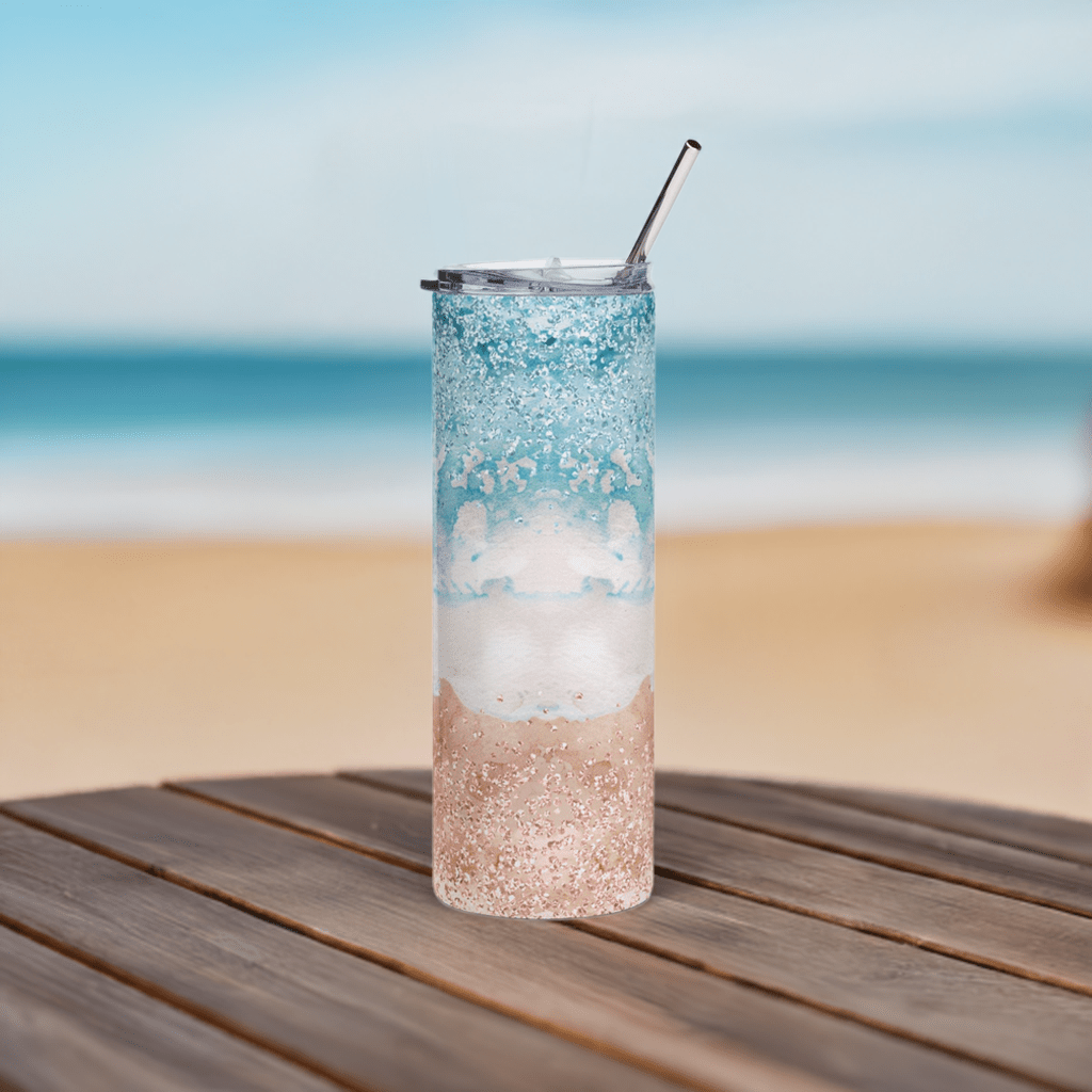 Beach Glitter 20 oz Skinny Tumbler - Canvasses