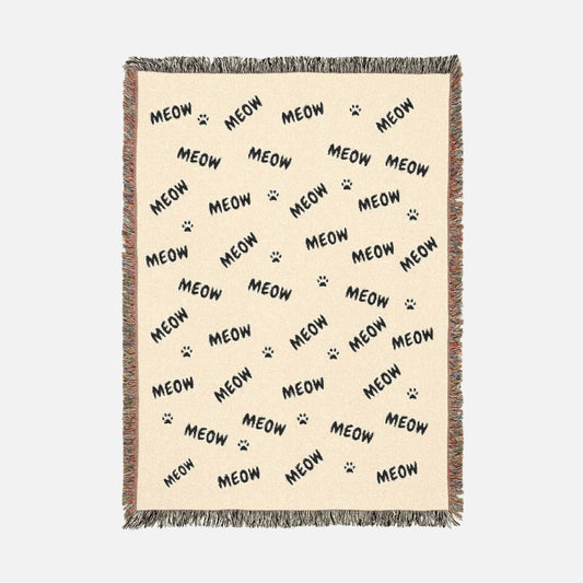 Meow Meow 100% Cotton Woven Blanket - Canvasses
