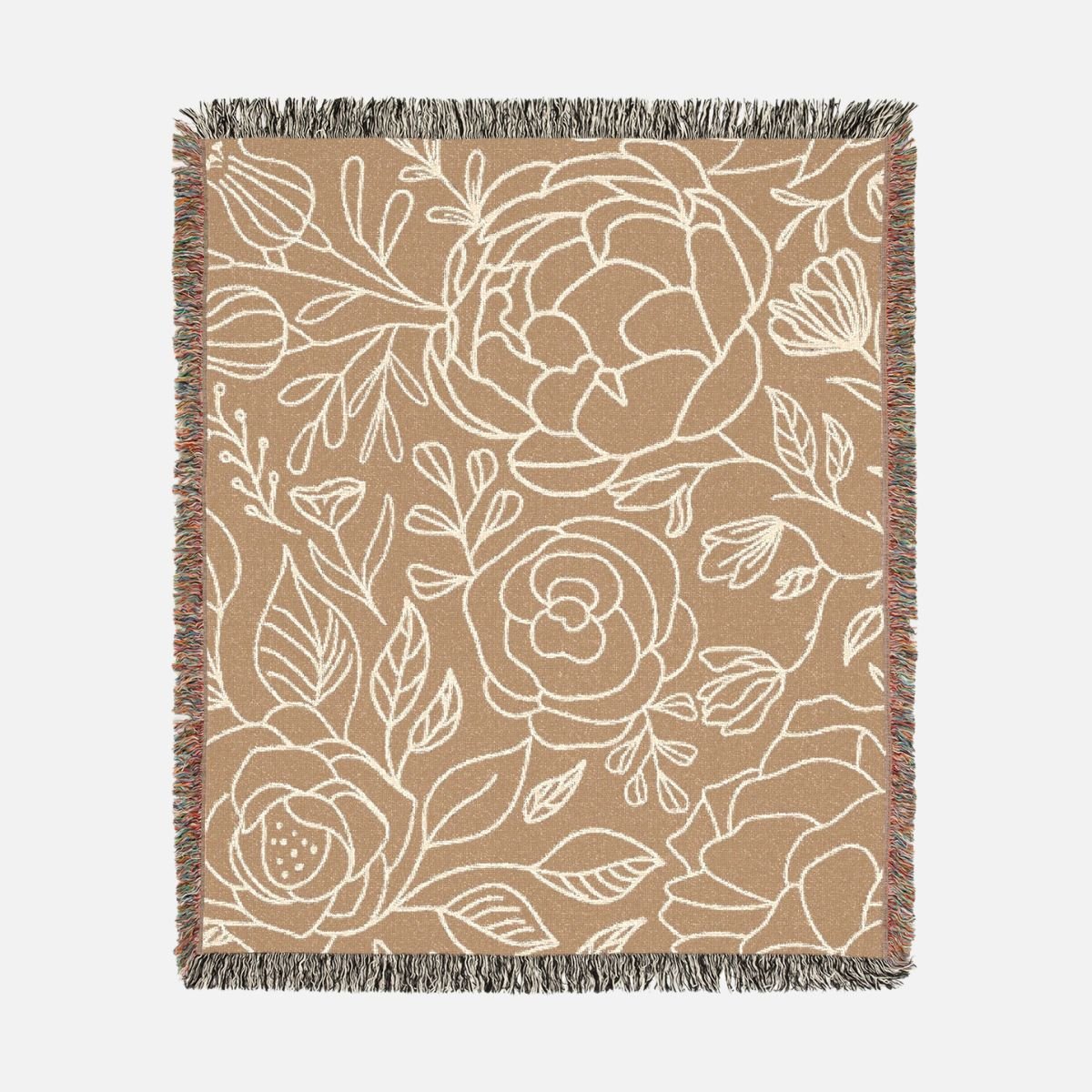 Terra Cotta Rose 100% Cotton Woven Blanket - Canvasses
