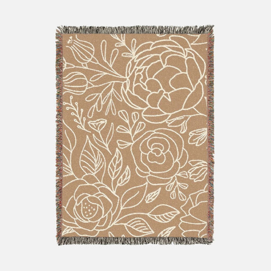 Terra Cotta Rose 100% Cotton Woven Blanket - Canvasses