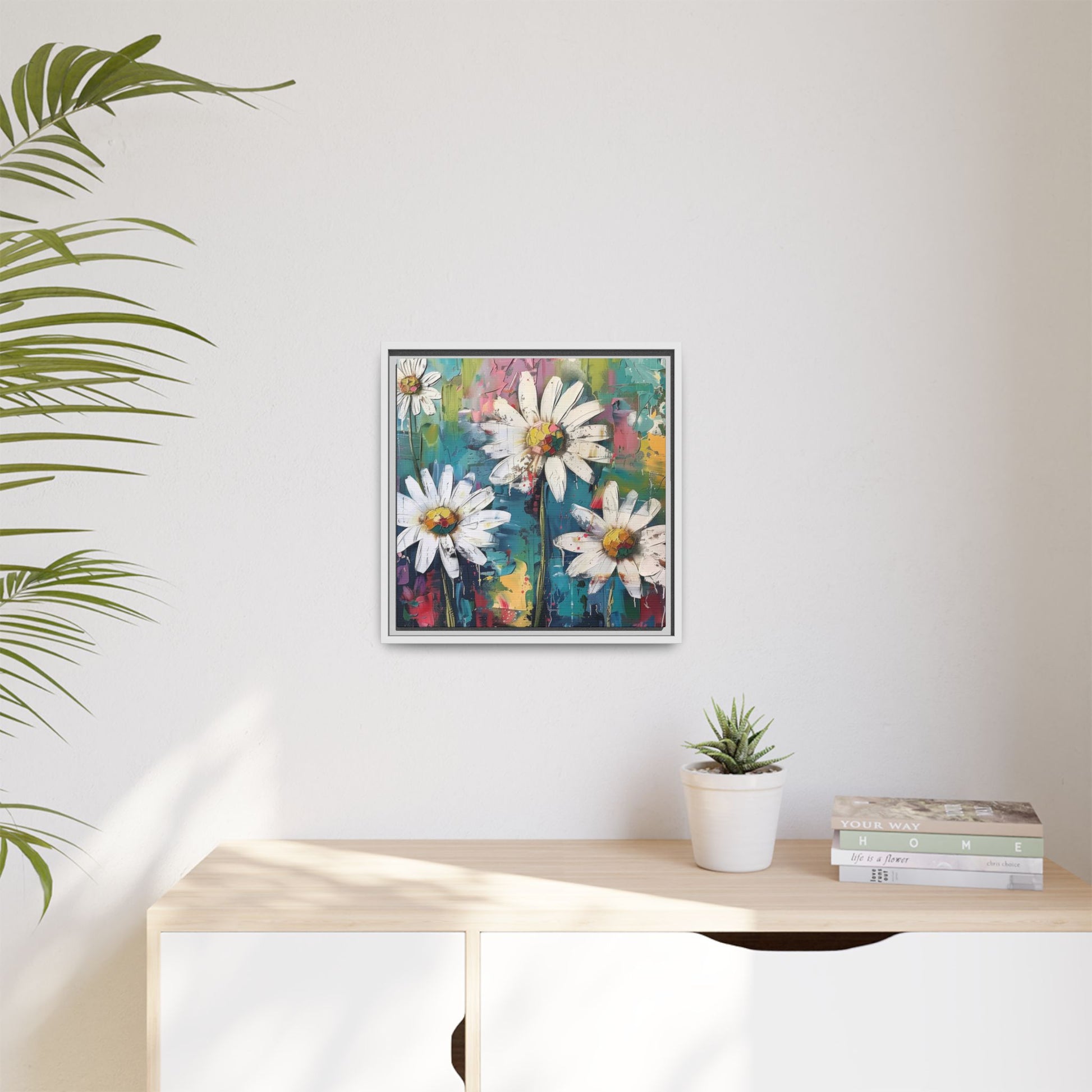 Daisy Daydreams Framed Canvas Wall Art Square - Canvasses