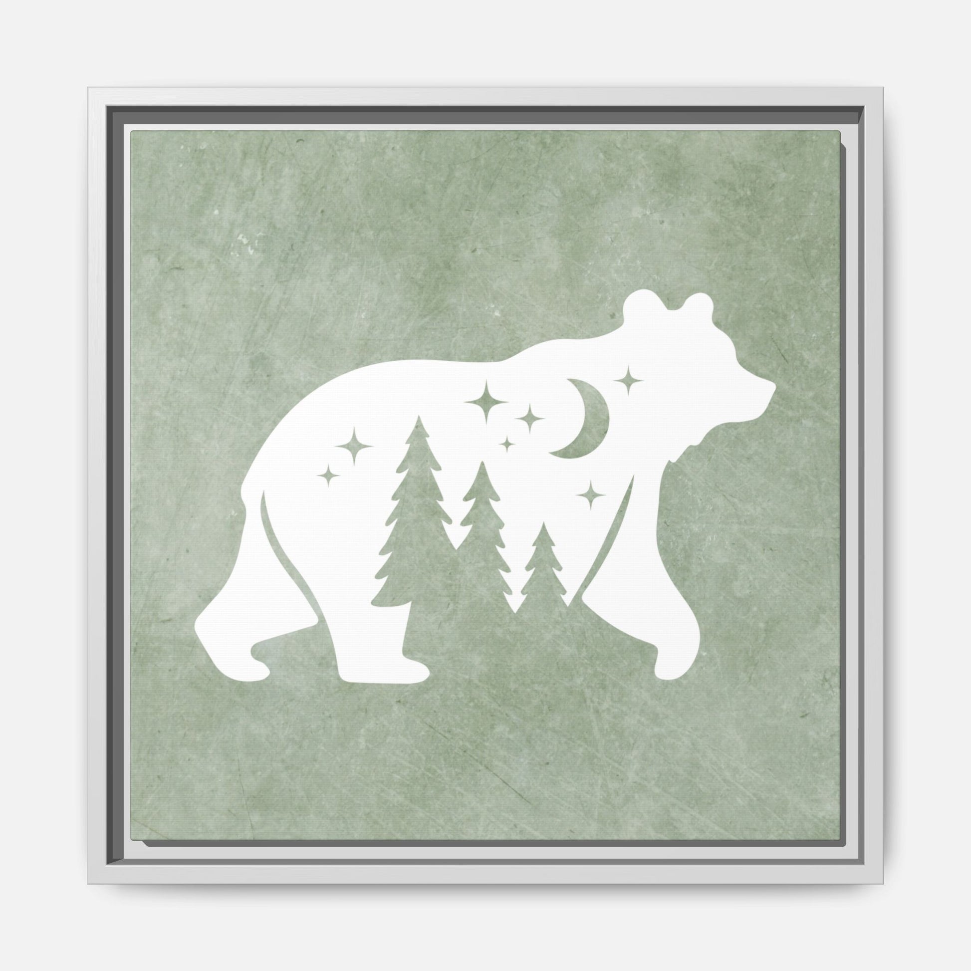 Silhouette Bear Framed Canvas Wall Art Square - Canvasses
