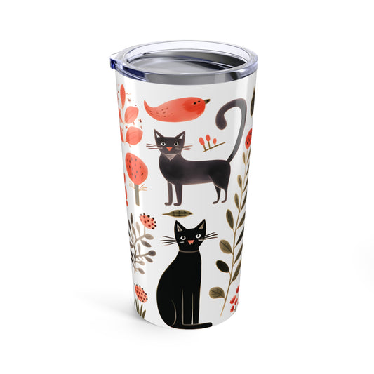 Folk Cat 20 oz Stainless Steel Tumbler - Canvasses