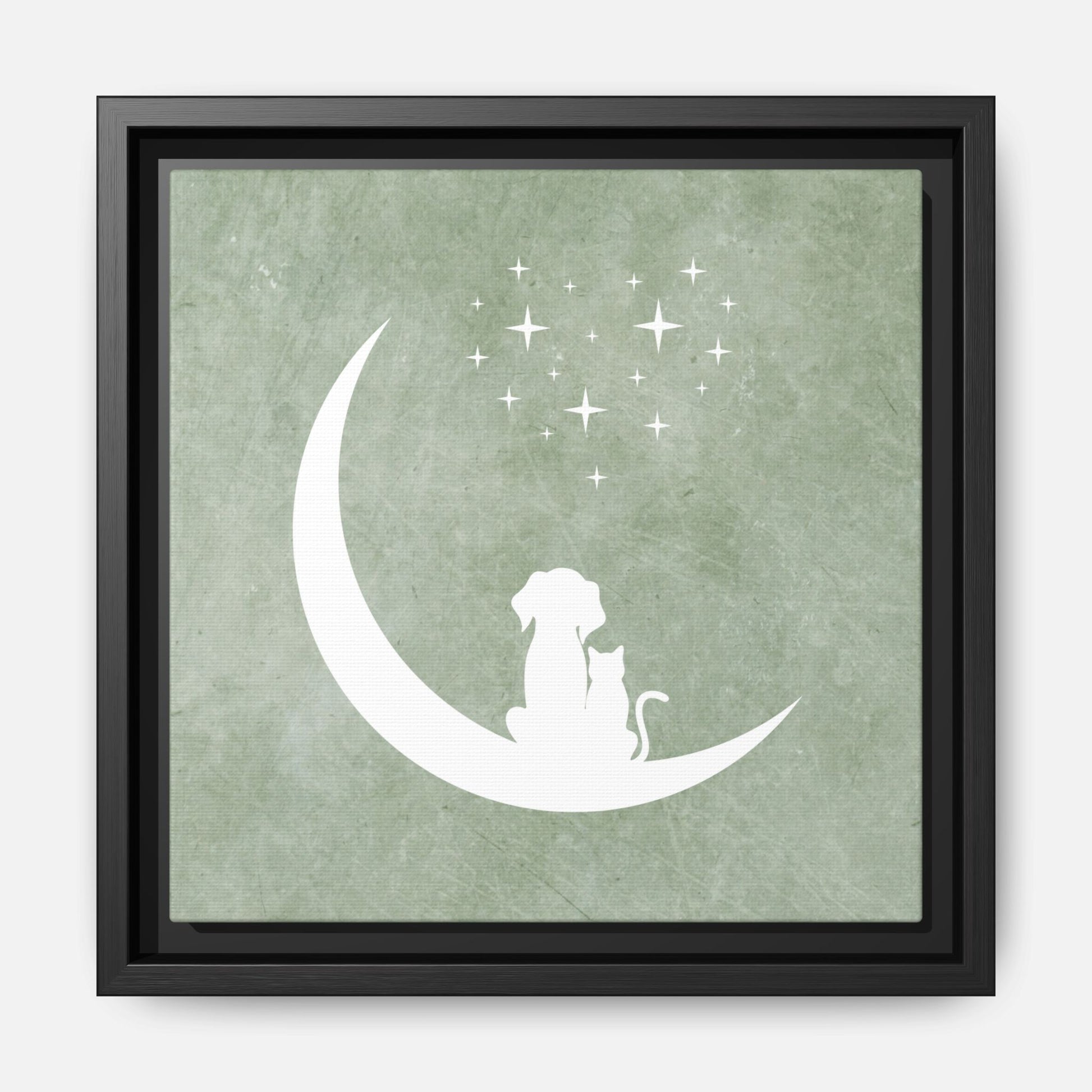 Moonlit Friends Framed Canvas Wall Art Square - Canvasses