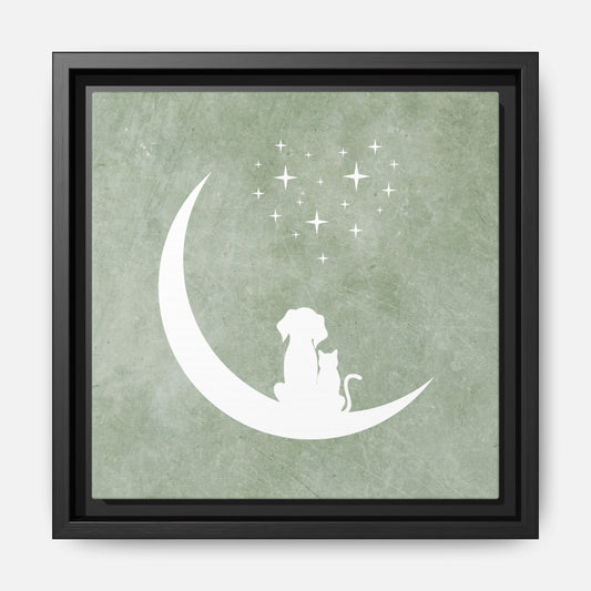 Moonlit Friends Framed Canvas Wall Art Square - Canvasses